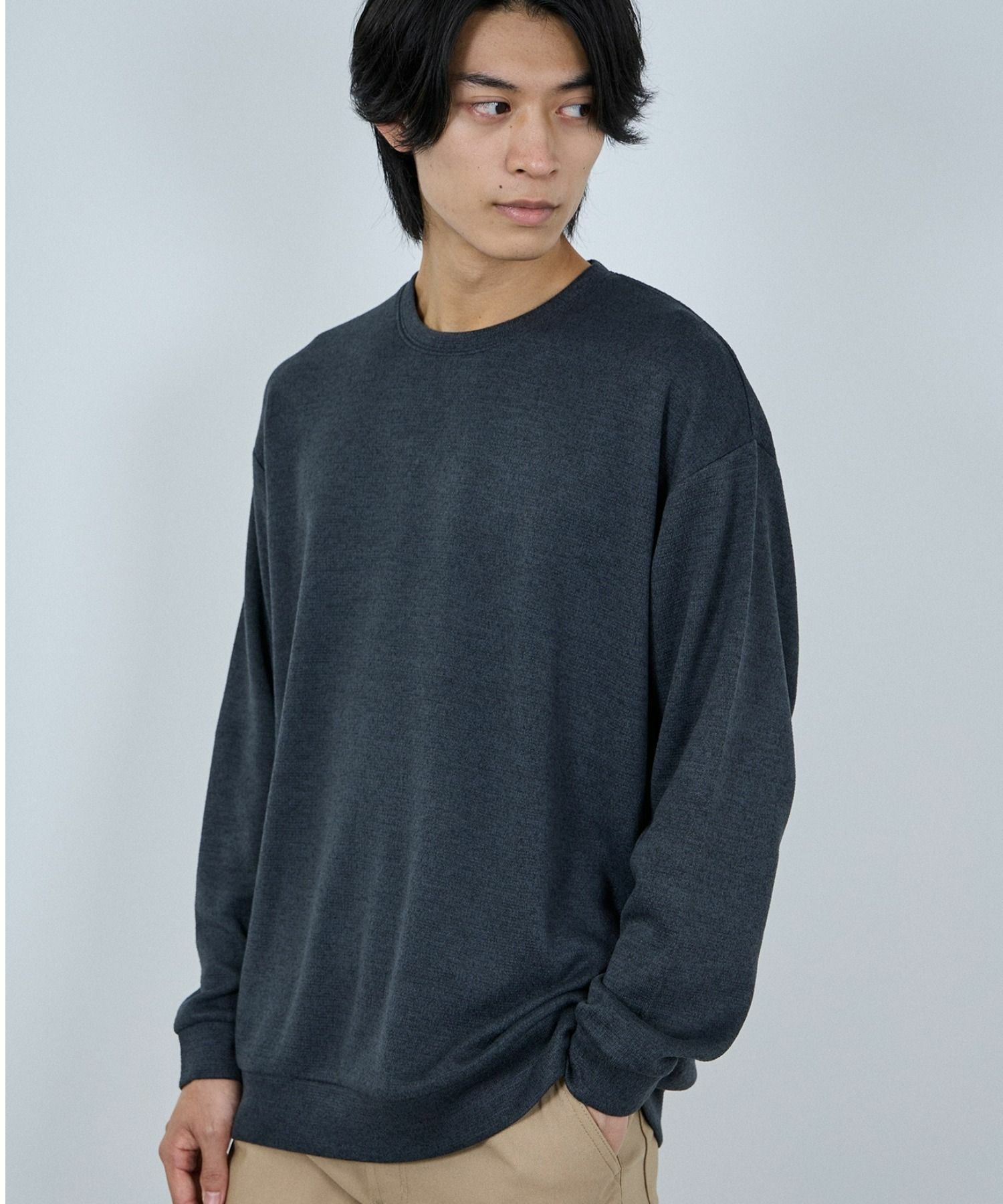 NAVY  MAC HEAT ソフトタッチクルーネックニットフリース メンズ商品サムネイル-5