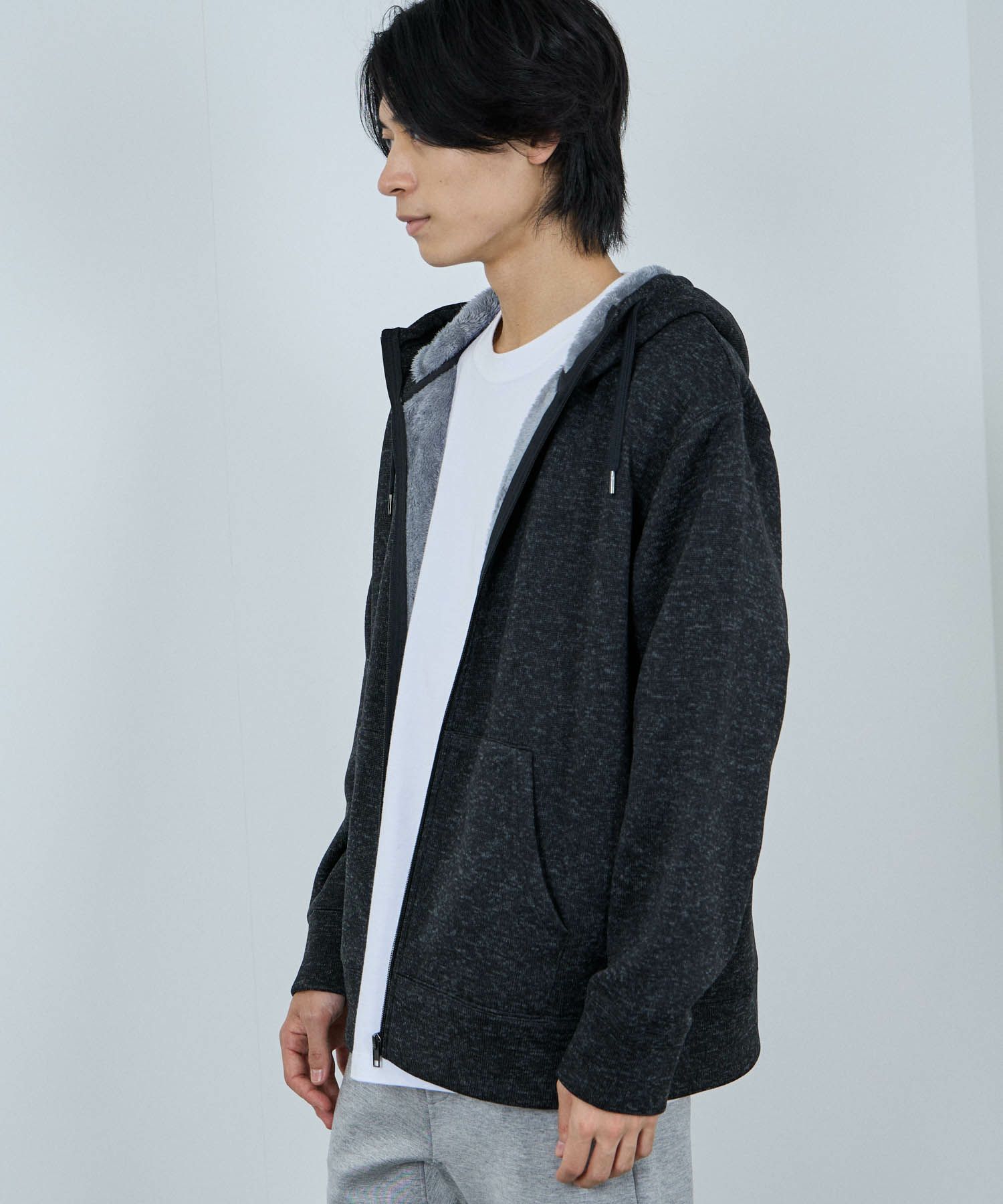 NAVY MAC HEAT 裏ボアジップパーカー メンズ