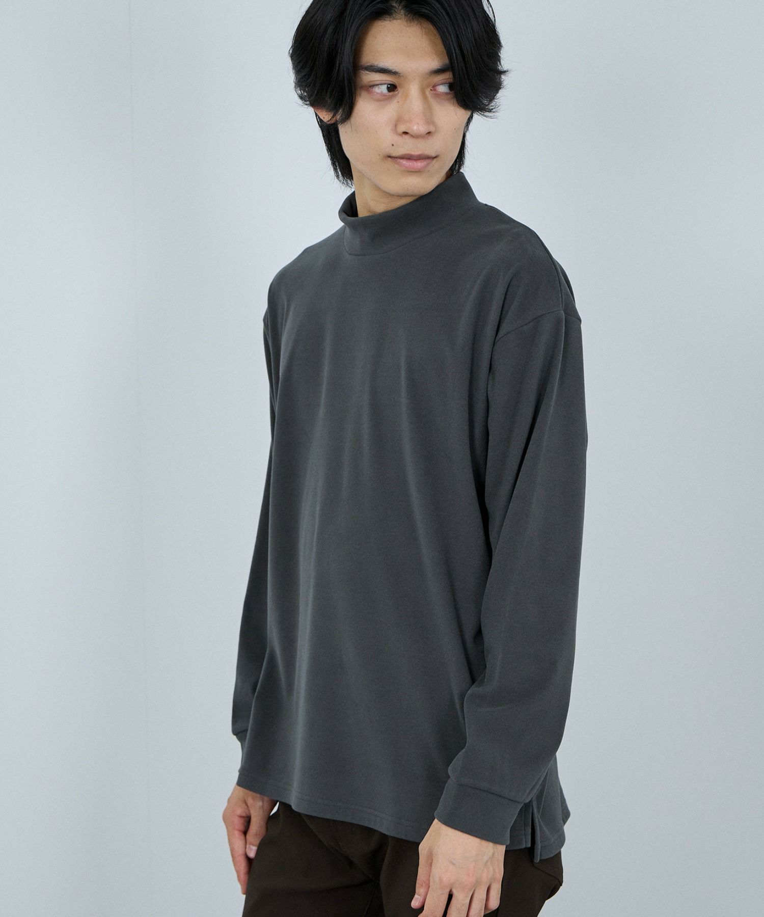 NAVY  MAC HEAT シルキータッチモックネックTシャツ メンズ商品サムネイル-8