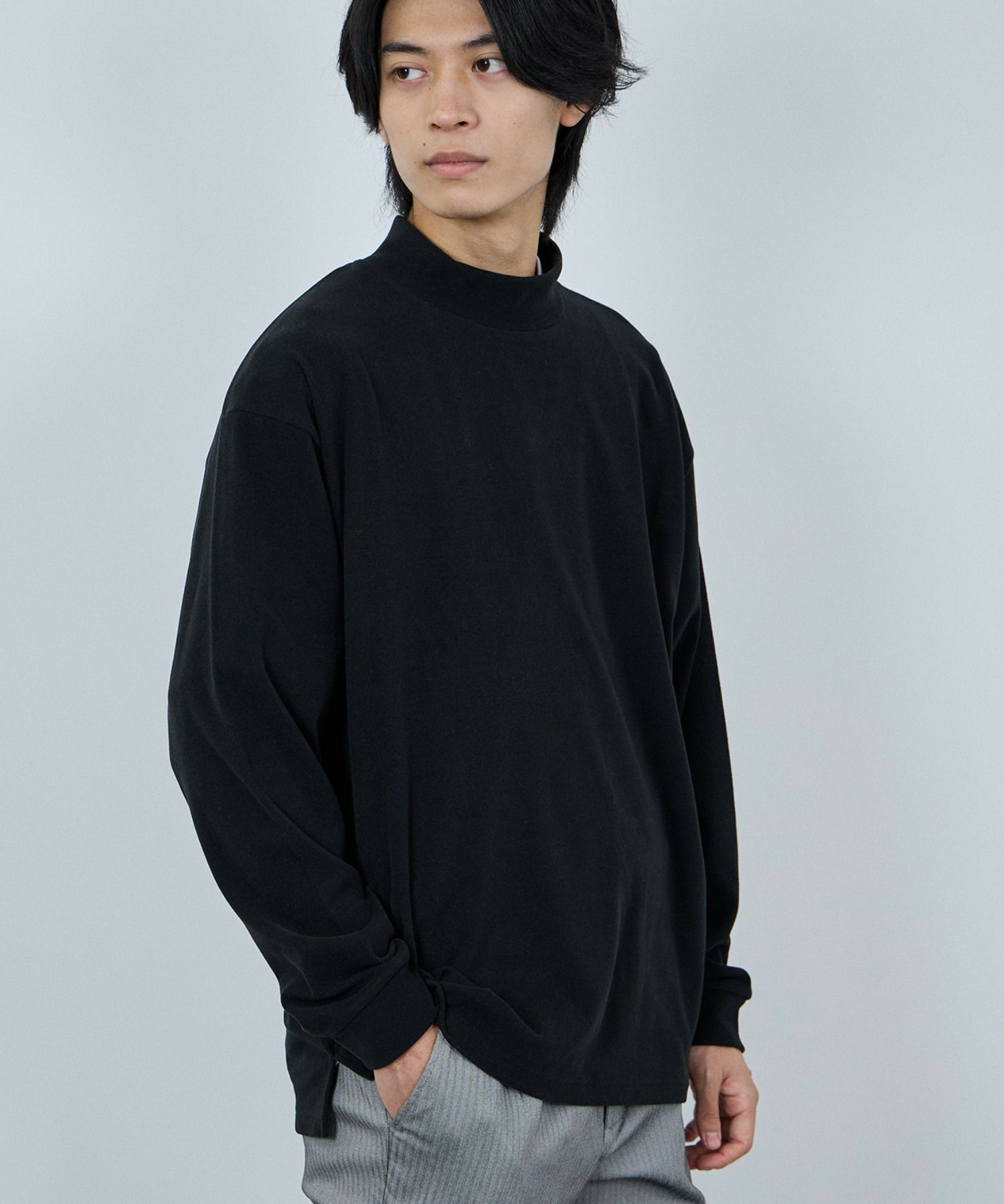 NAVY  MAC HEAT シルキータッチモックネックTシャツ メンズ商品サムネイル-10