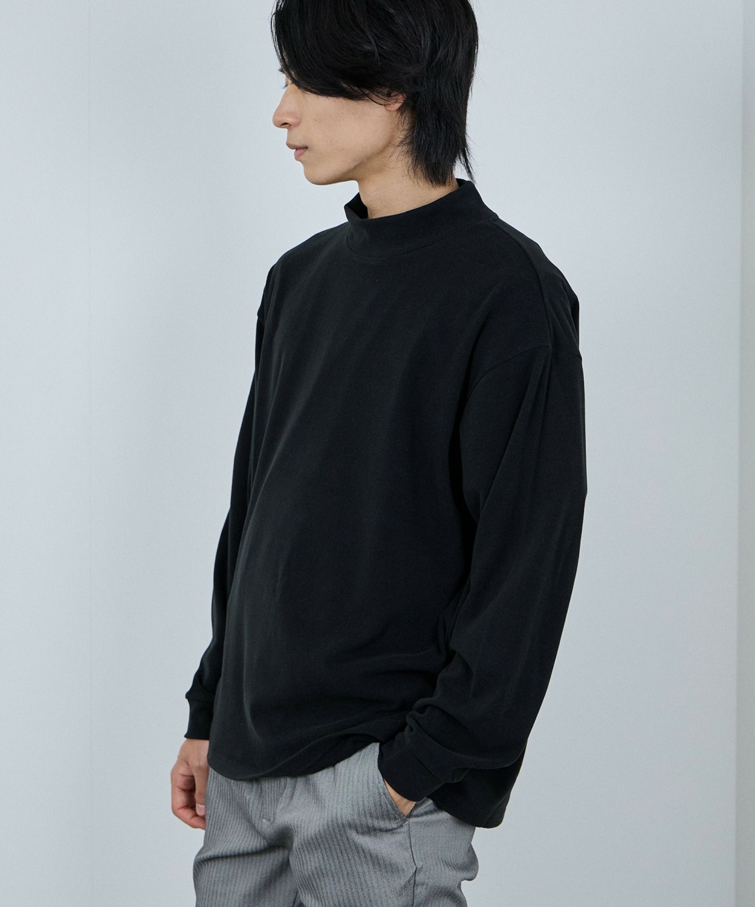 NAVY  MAC HEAT シルキータッチモックネックTシャツ メンズ商品サムネイル-11