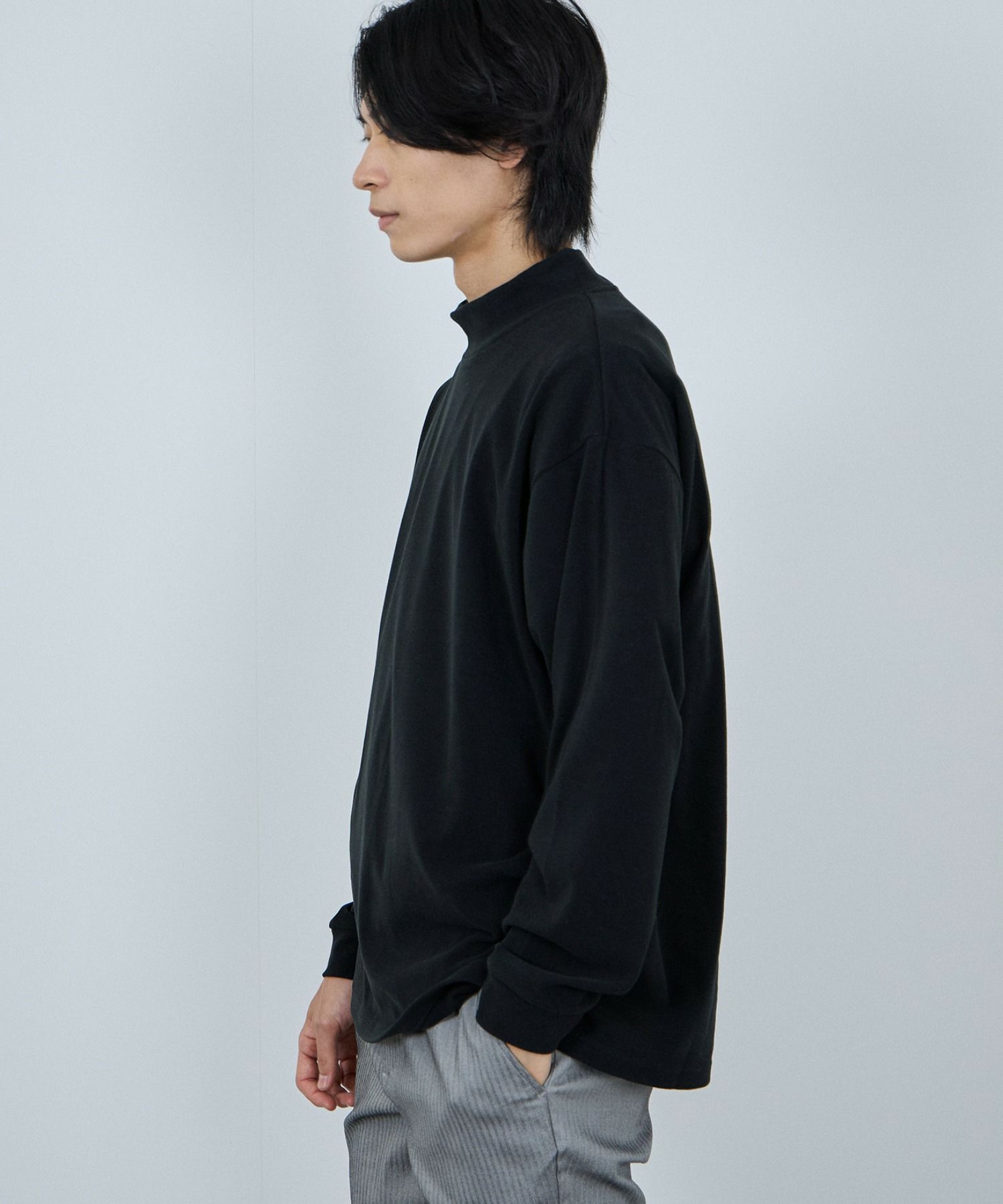NAVY  MAC HEAT シルキータッチモックネックTシャツ メンズ商品サムネイル-12