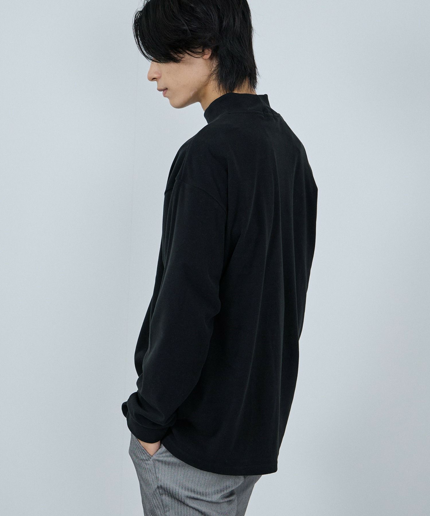 NAVY  MAC HEAT シルキータッチモックネックTシャツ メンズ商品サムネイル-13