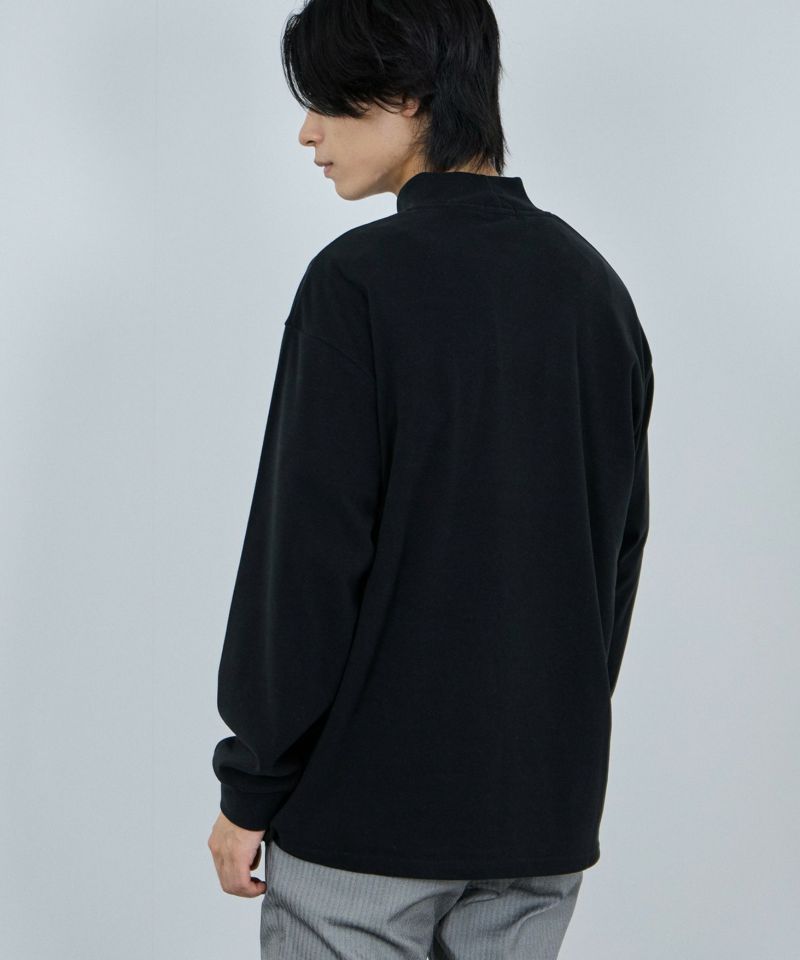 NAVY  MAC HEAT シルキータッチモックネックTシャツ メンズ商品画像-14