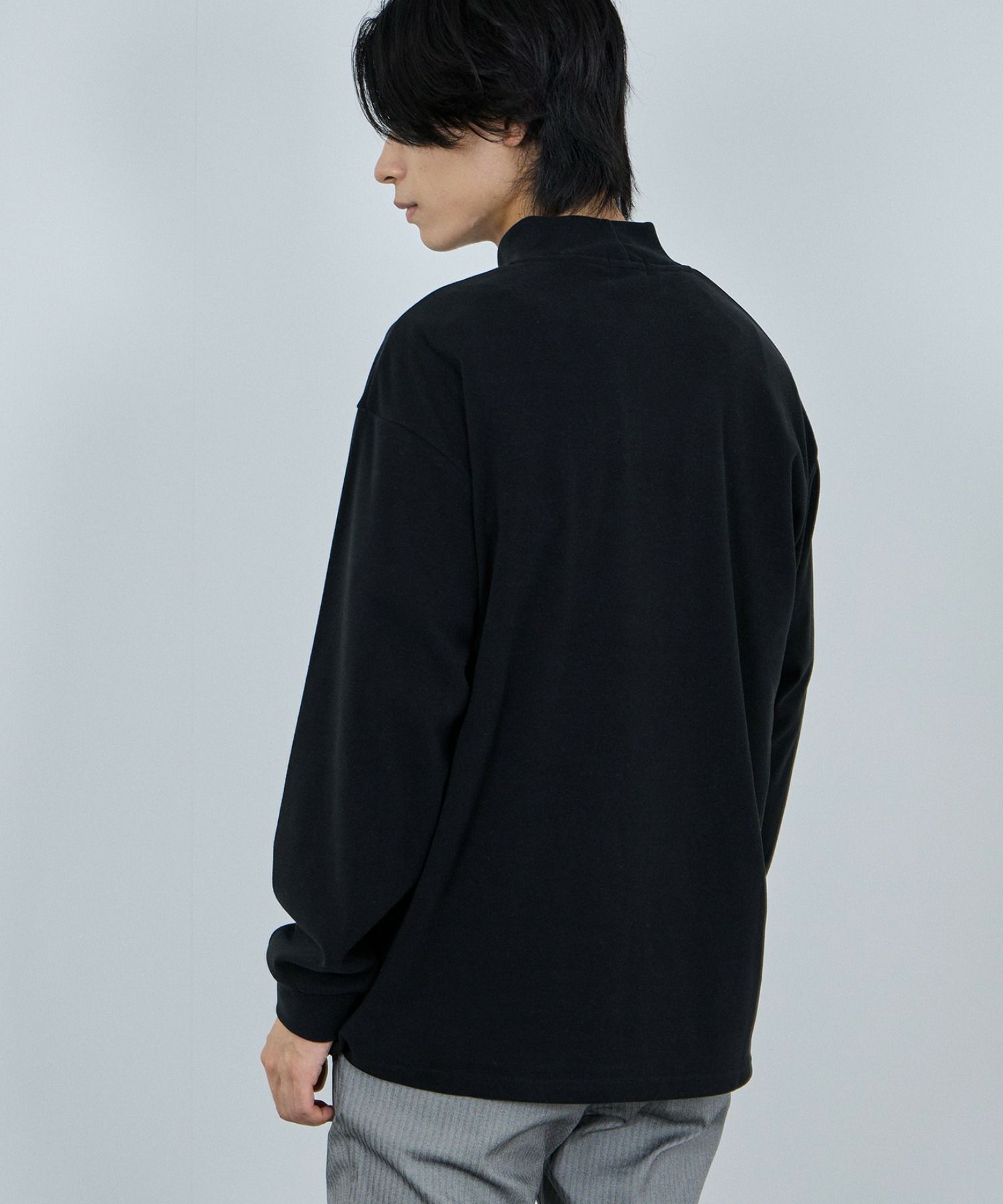 NAVY  MAC HEAT シルキータッチモックネックTシャツ メンズ商品サムネイル-14