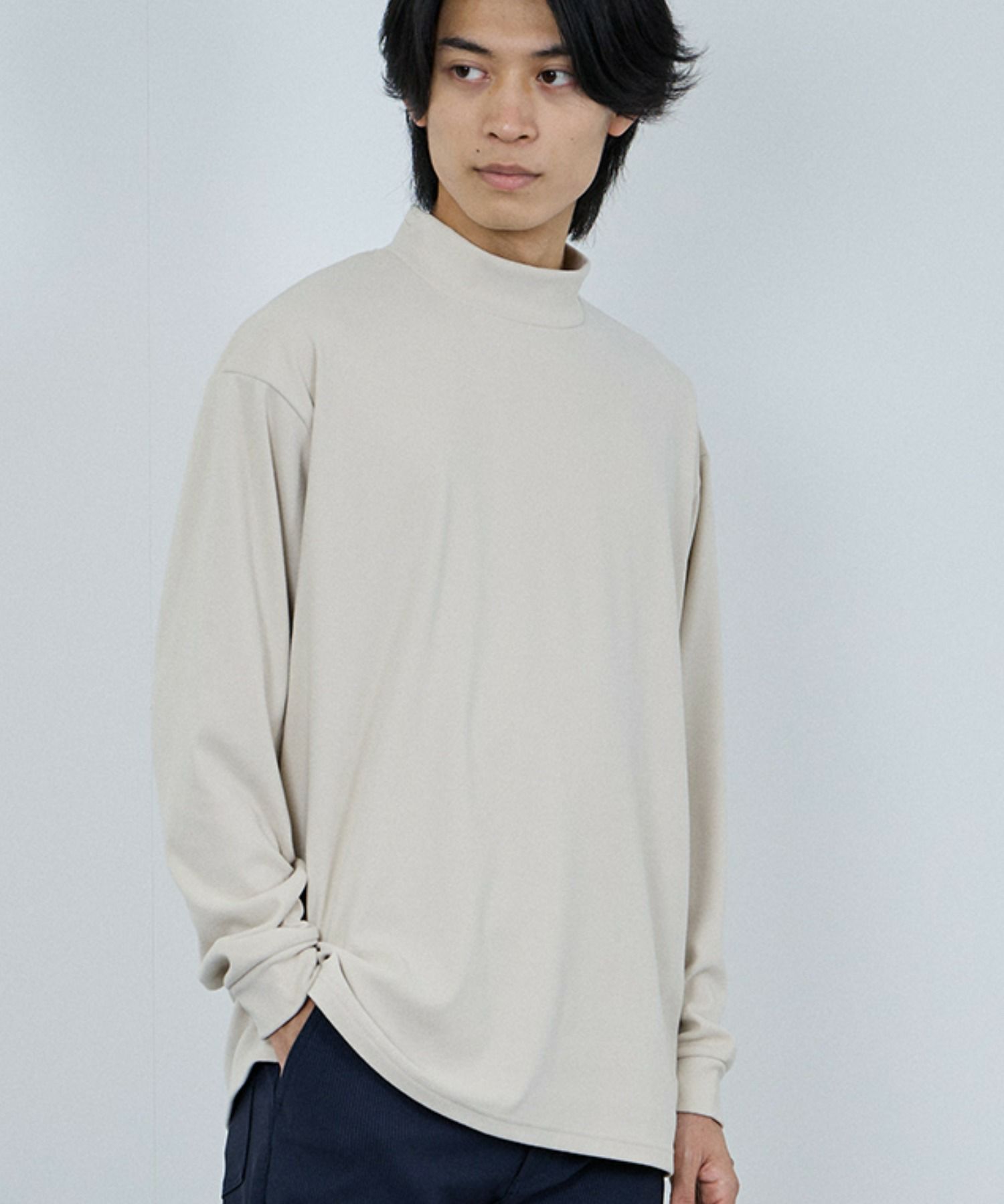 NAVY  MAC HEAT シルキータッチモックネックTシャツ メンズ商品サムネイル-15