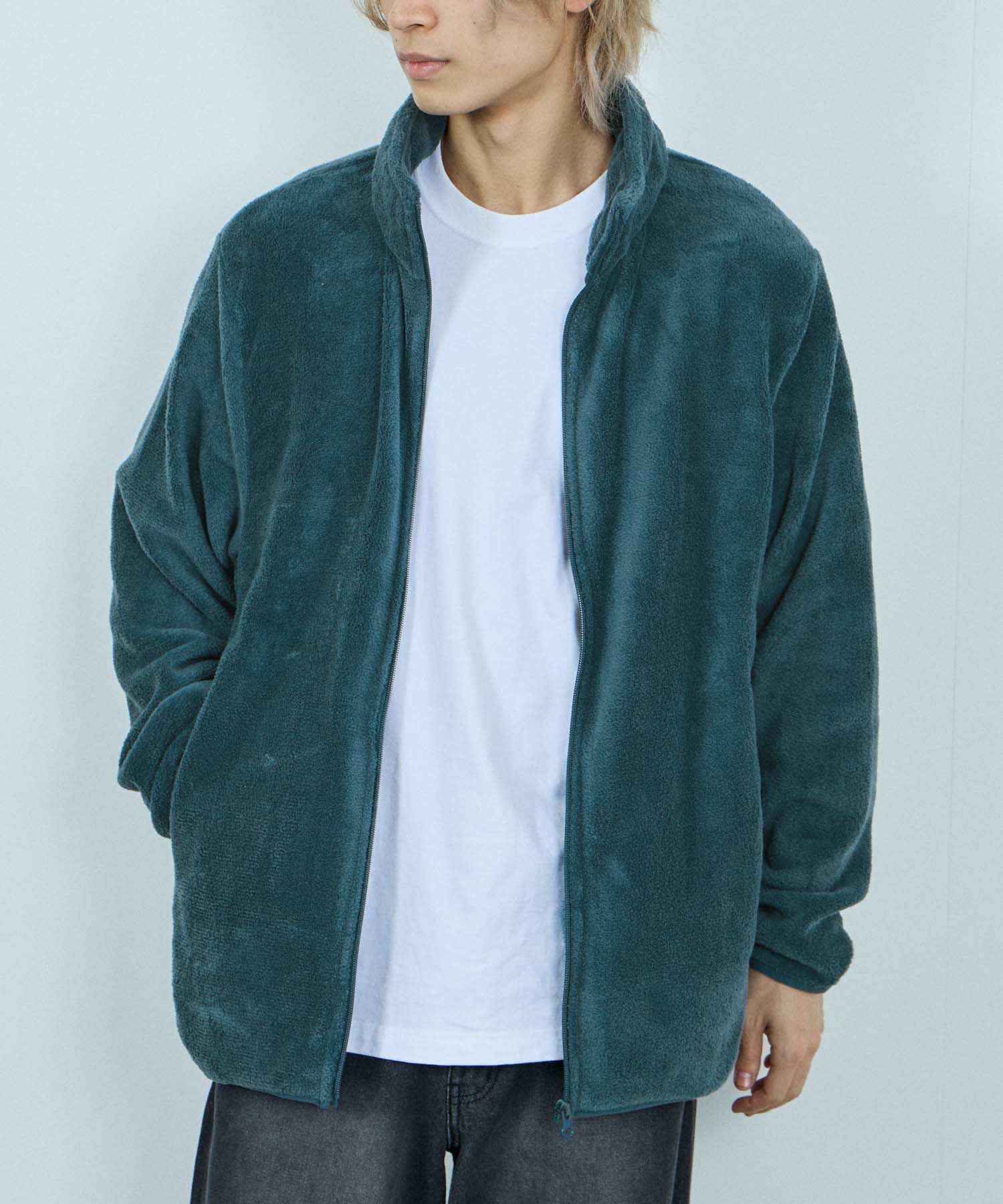 NAVY  シャギーフリースジップジャケット メンズ商品サムネイル-1