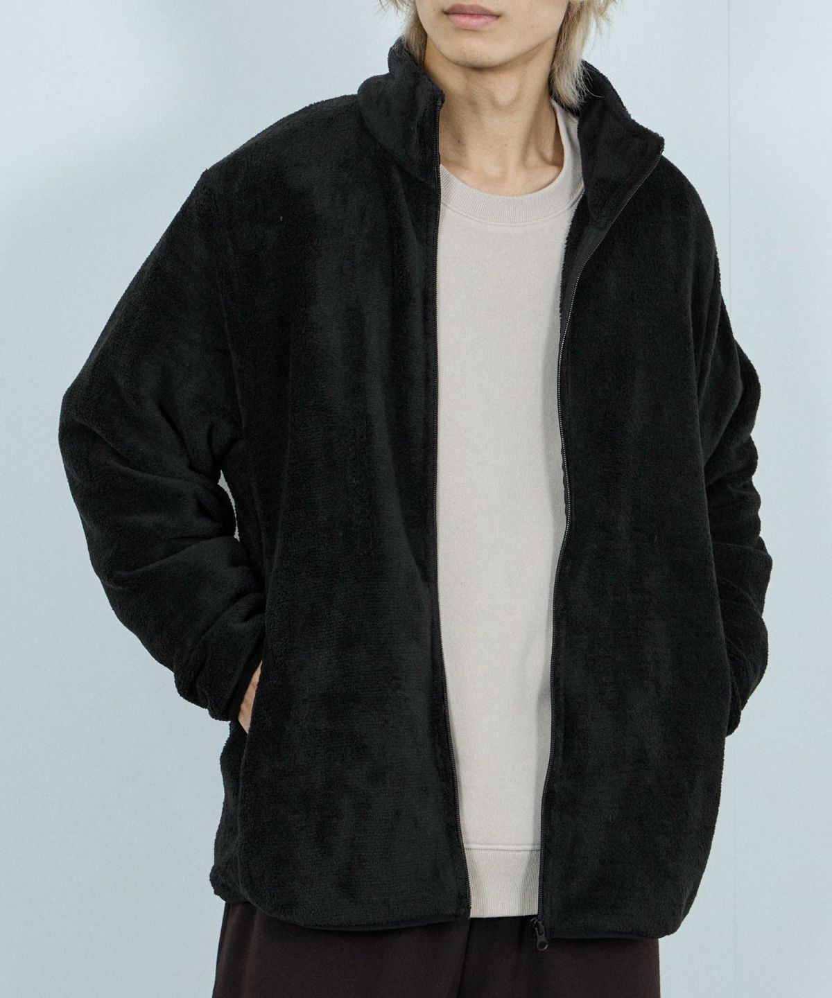 NAVY シャギーフリースジップジャケット メンズ