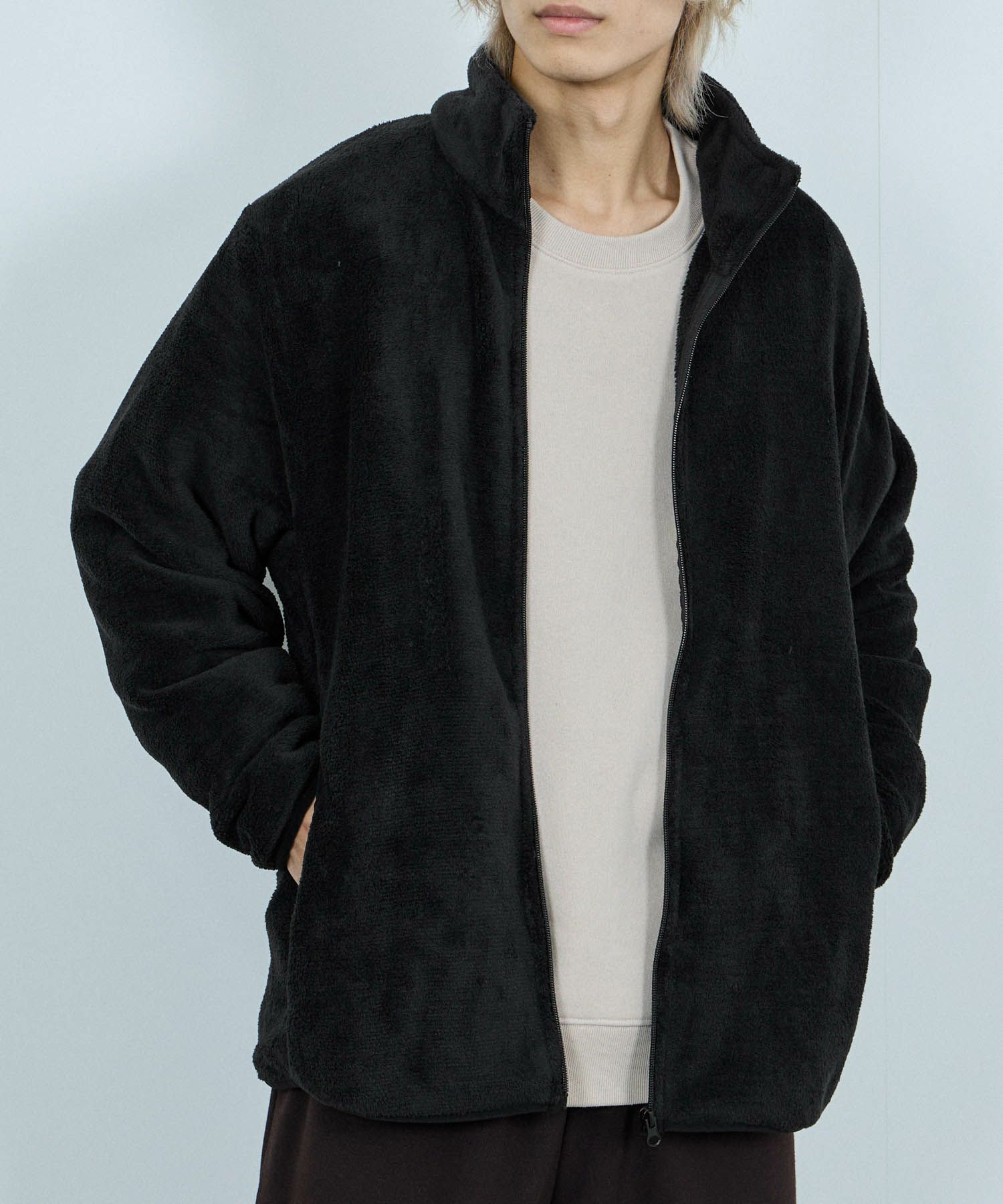 NAVY  シャギーフリースジップジャケット メンズ商品サムネイル-2