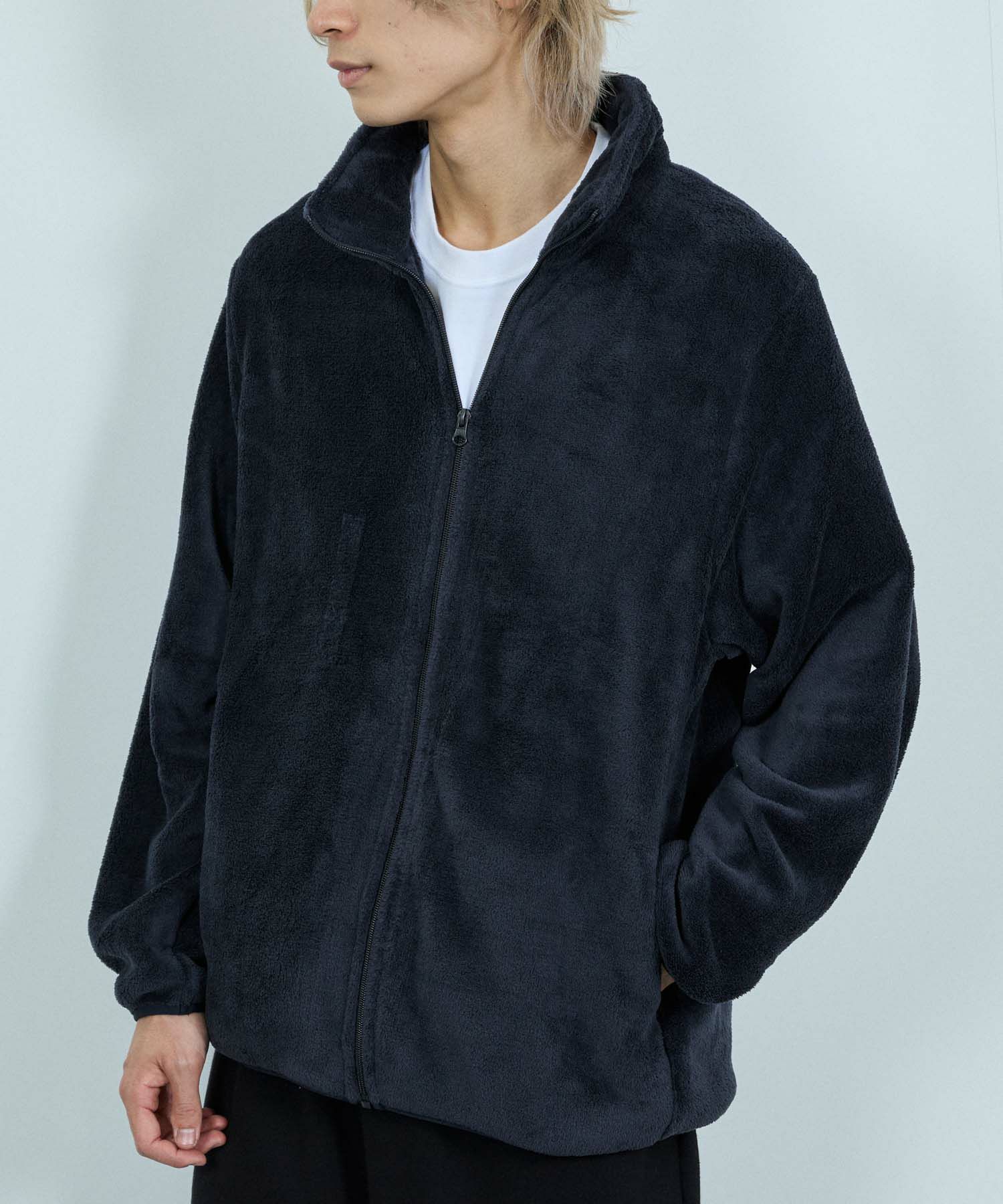 NAVY  シャギーフリースジップジャケット メンズ商品サムネイル-4