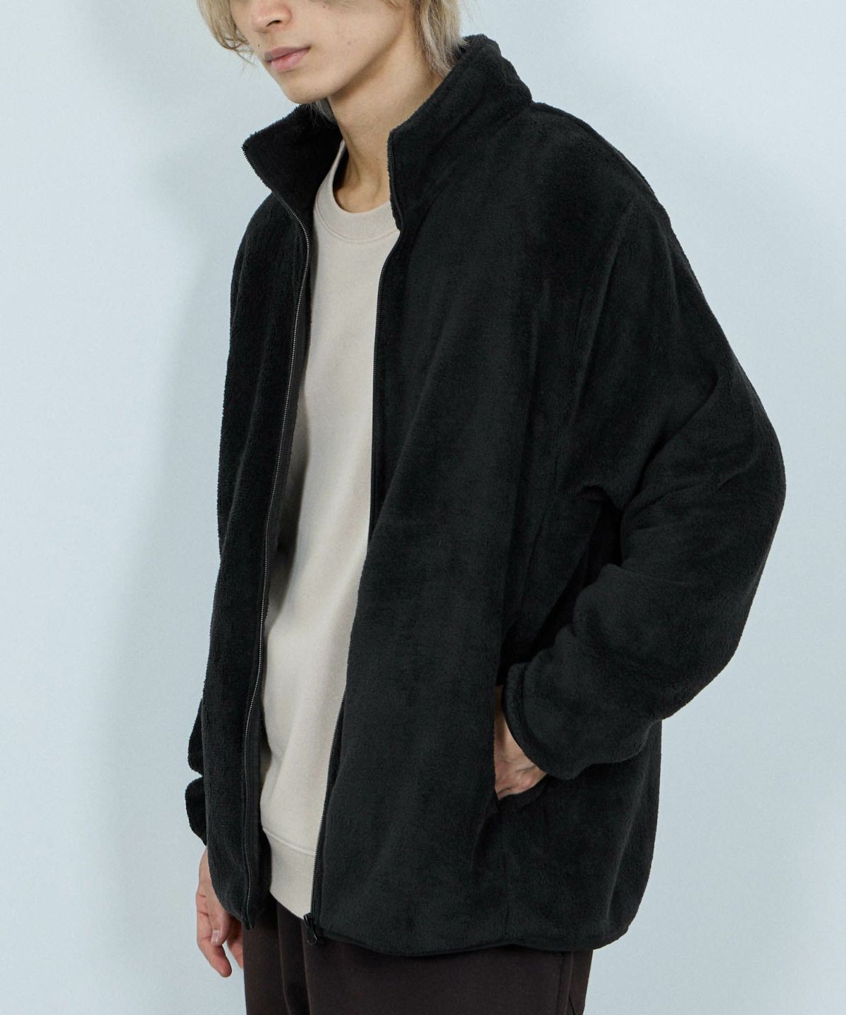 NAVY シャギーフリースジップジャケット メンズ