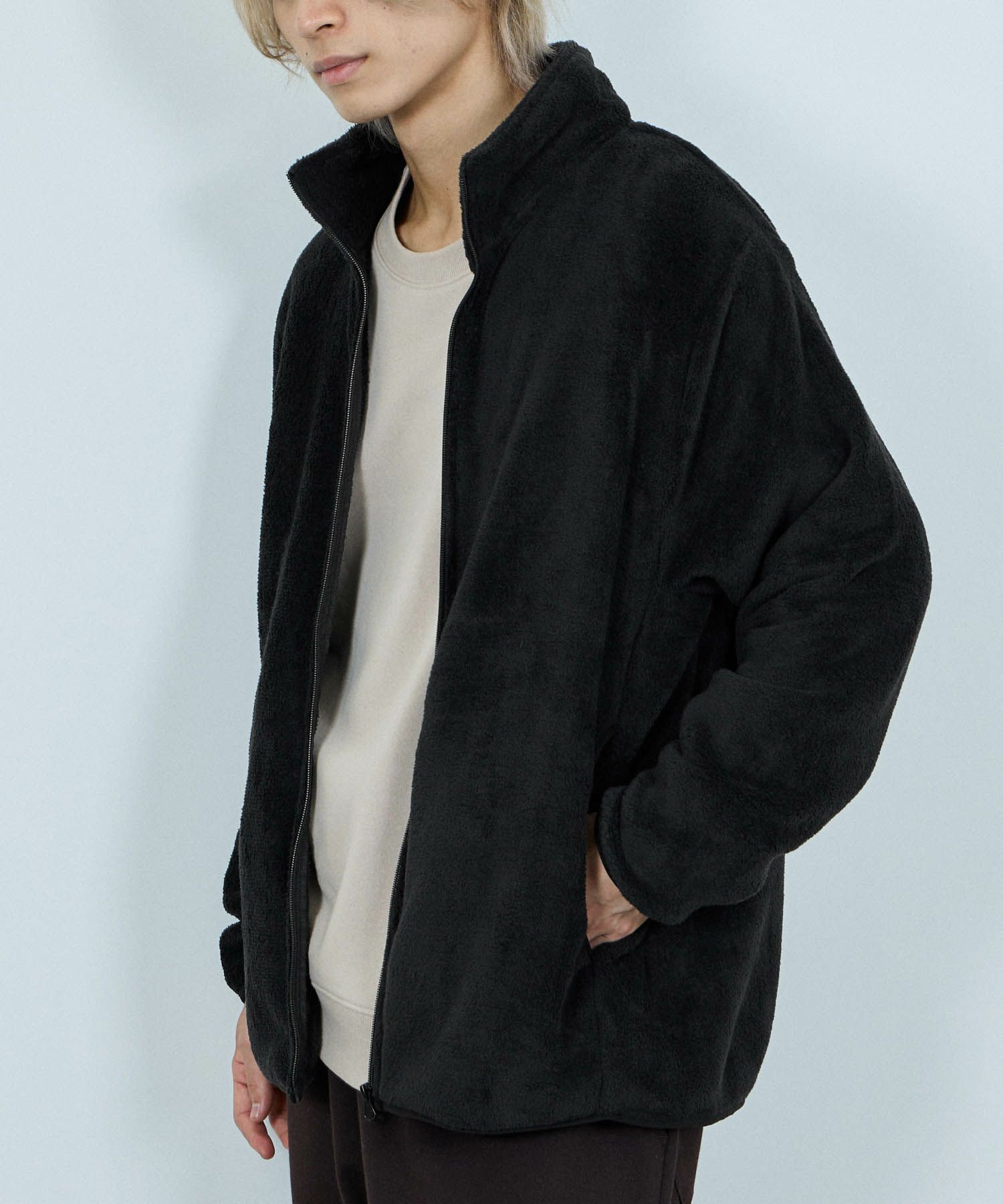 NAVY  シャギーフリースジップジャケット メンズ商品サムネイル-9