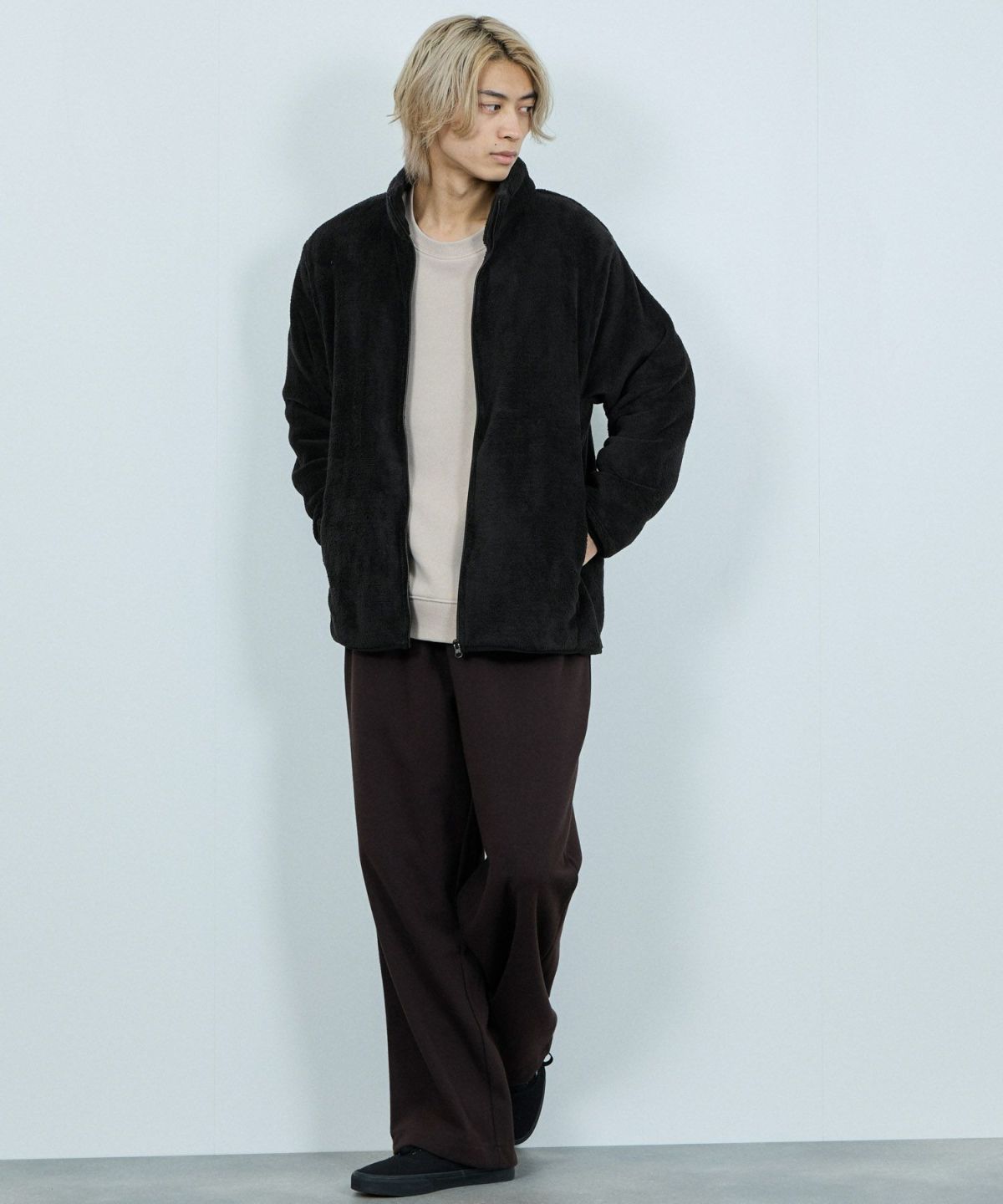 NAVY シャギーフリースジップジャケット メンズ