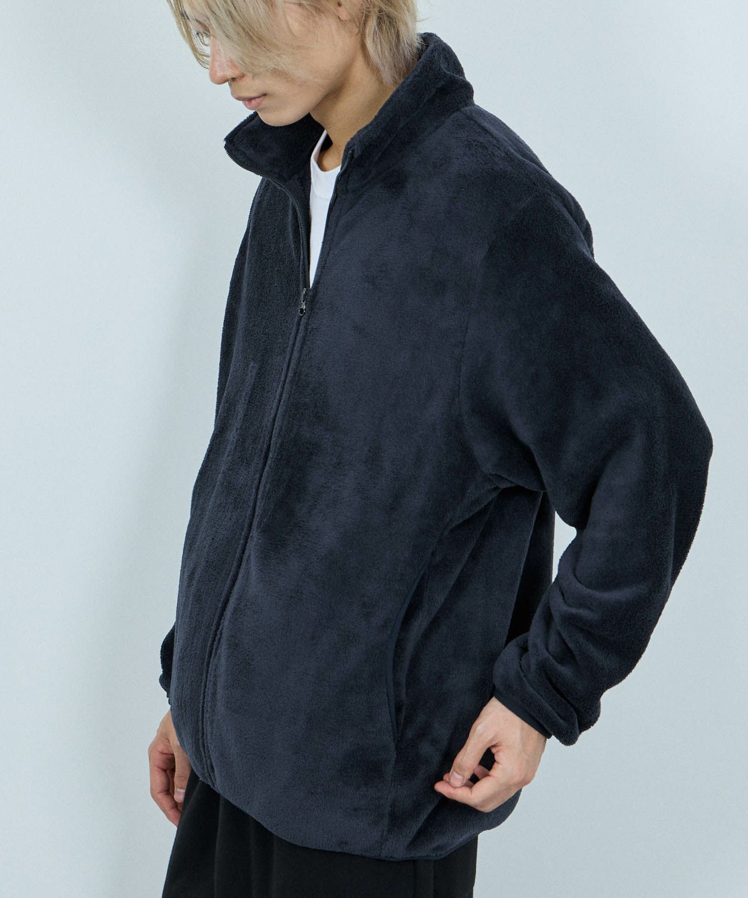 NAVY シャギーフリースジップジャケット メンズ商品画像-13