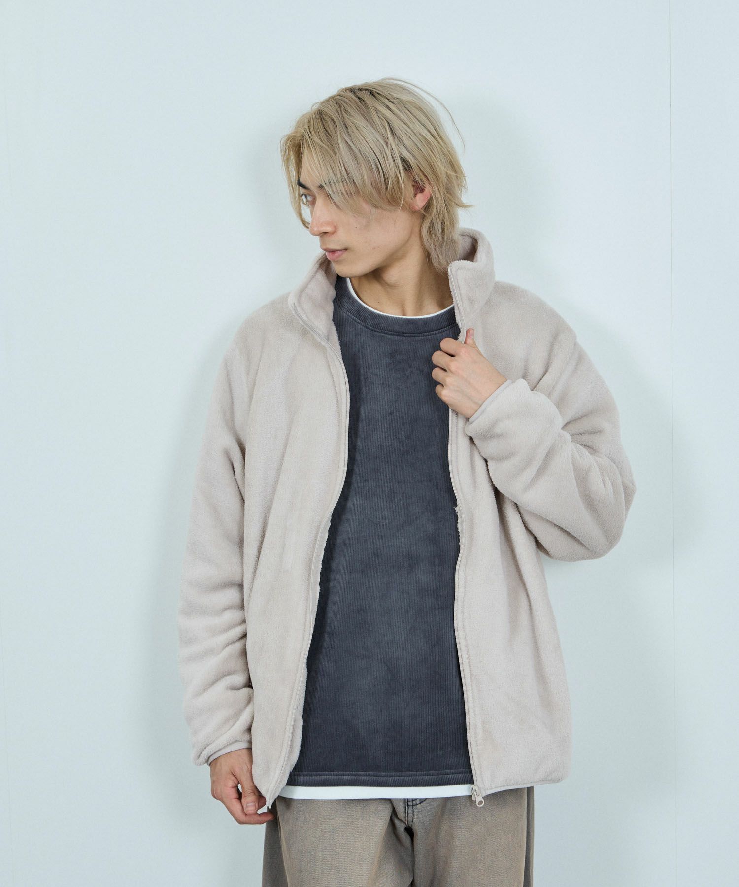 NAVY シャギーフリースジップジャケット メンズ