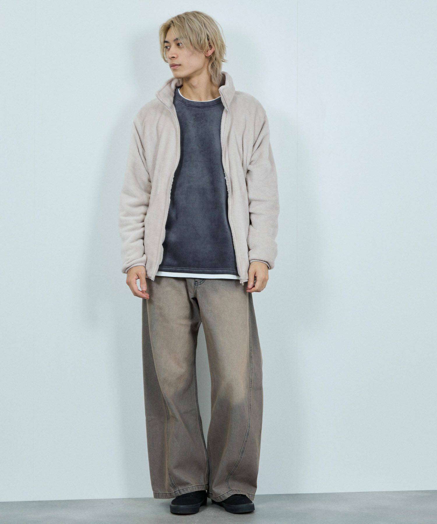 NAVY シャギーフリースジップジャケット メンズ