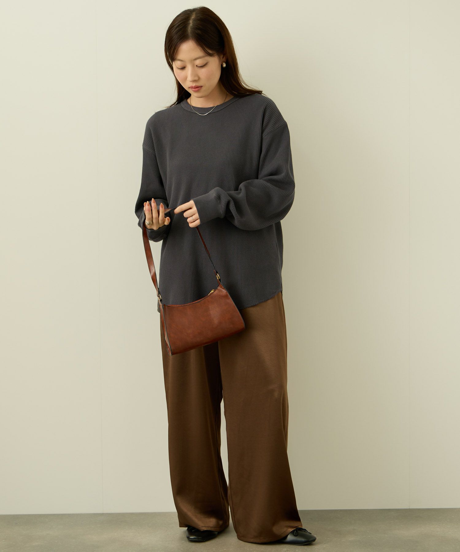 nAvy  リラックスフィット ワッフルクルーネック長袖Tシャツ レディース メール便 対応商品商品サムネイル-7