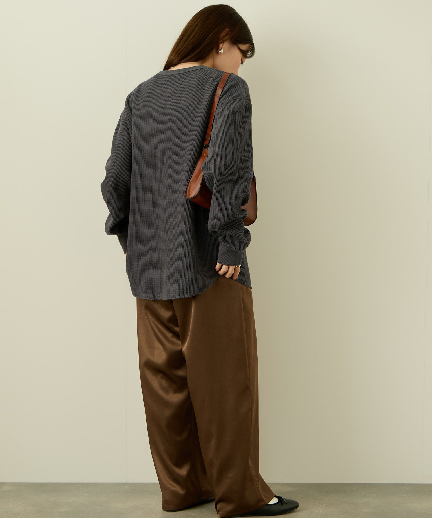 nAvy リラックスフィット ワッフルクルーネック長袖Tシャツ レディース メール便 対応商品