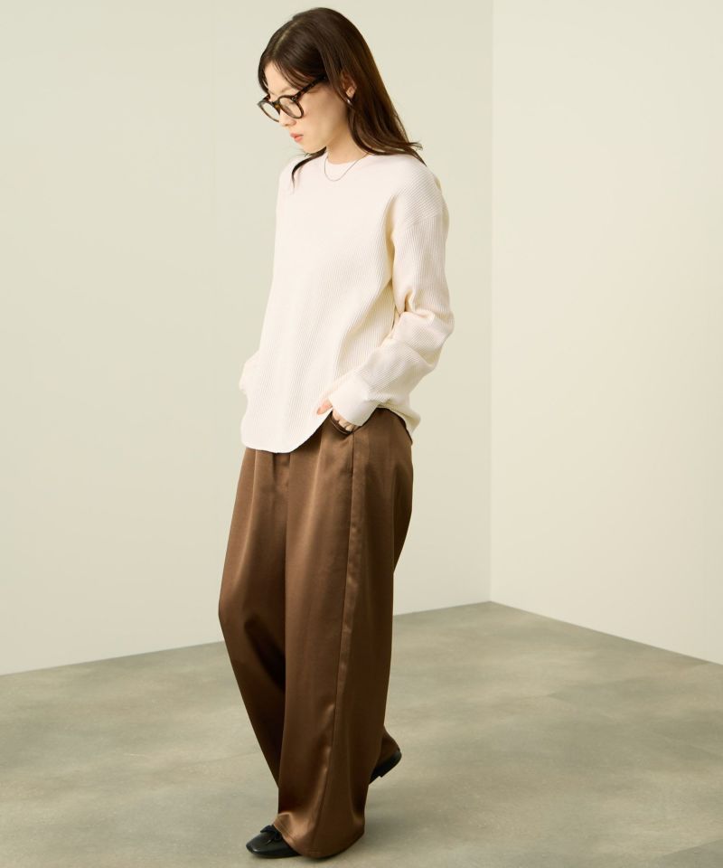 nAvy  リラックスフィット ワッフルクルーネック長袖Tシャツ レディース メール便 対応商品商品画像-12