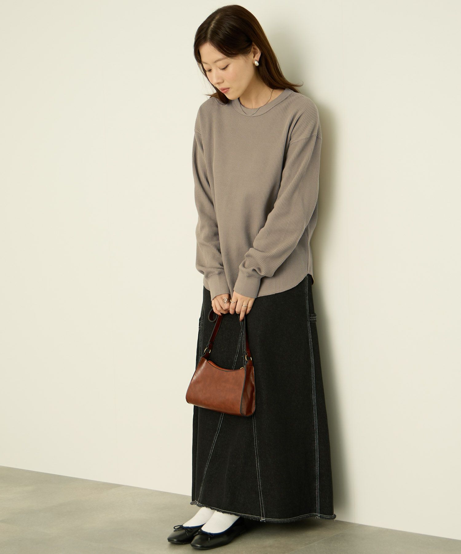 nAvy  リラックスフィット ワッフルクルーネック長袖Tシャツ レディース メール便 対応商品商品サムネイル-19