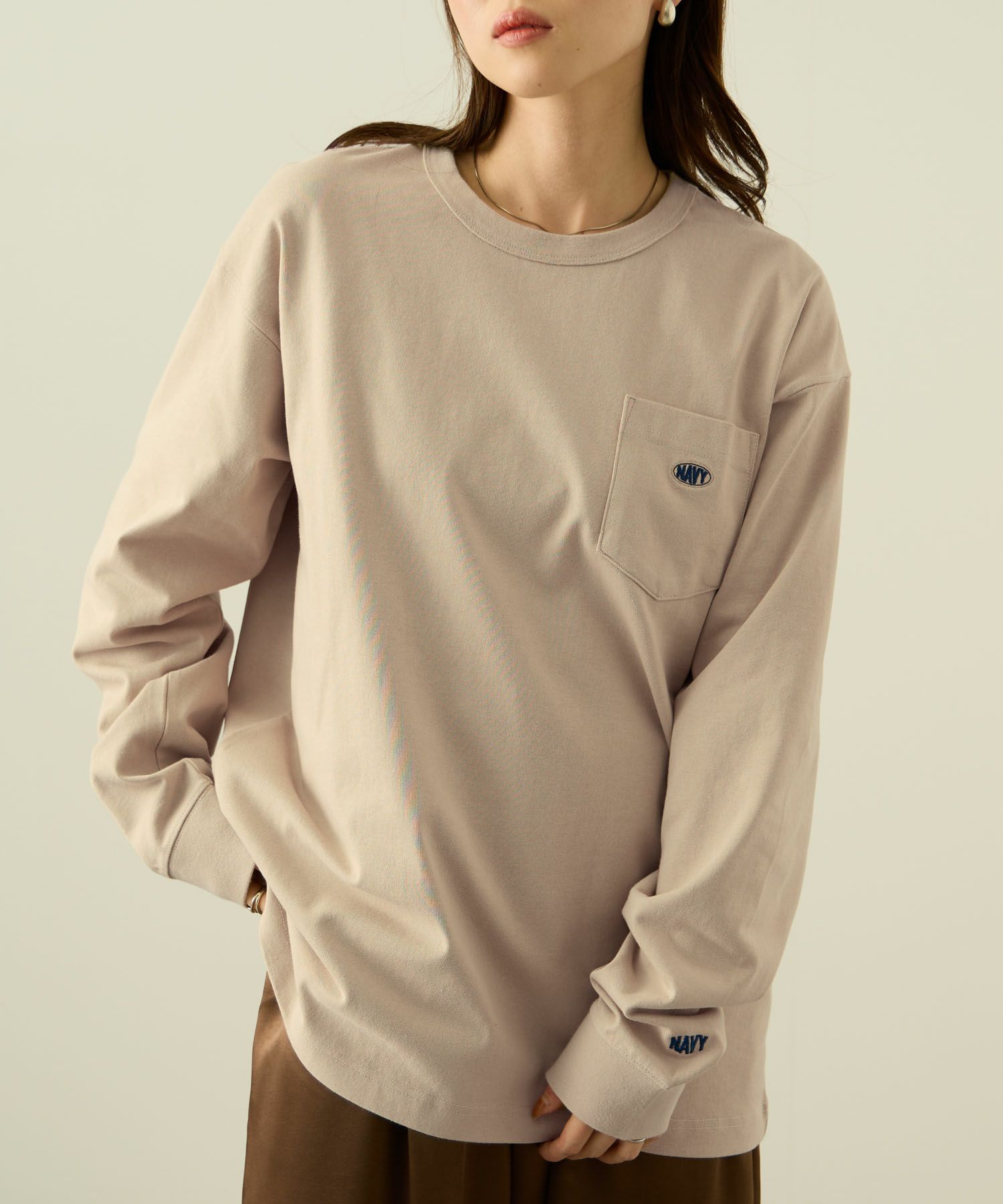 [値下げ]nAvy  リラックスフィット ヘビーウェイト長袖Tシャツ レディース メール便 対応商品商品サムネイル-5