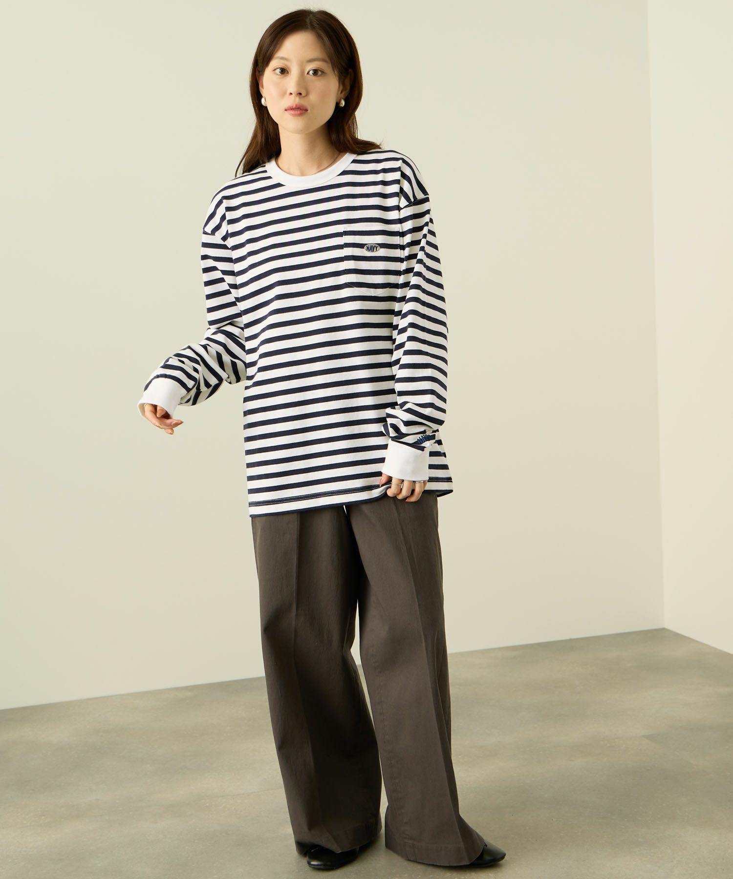 nAvy リラックスフィット ヘビーウェイト長袖Tシャツ レディース メール便 対応商品