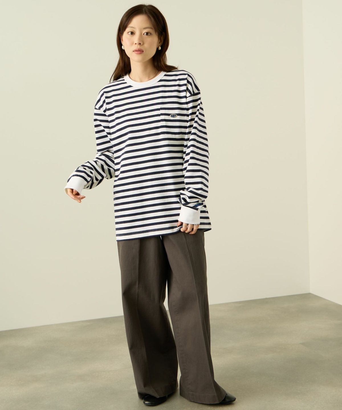 nAvy リラックスフィット ヘビーウェイト長袖Tシャツ レディース メール便 対応商品