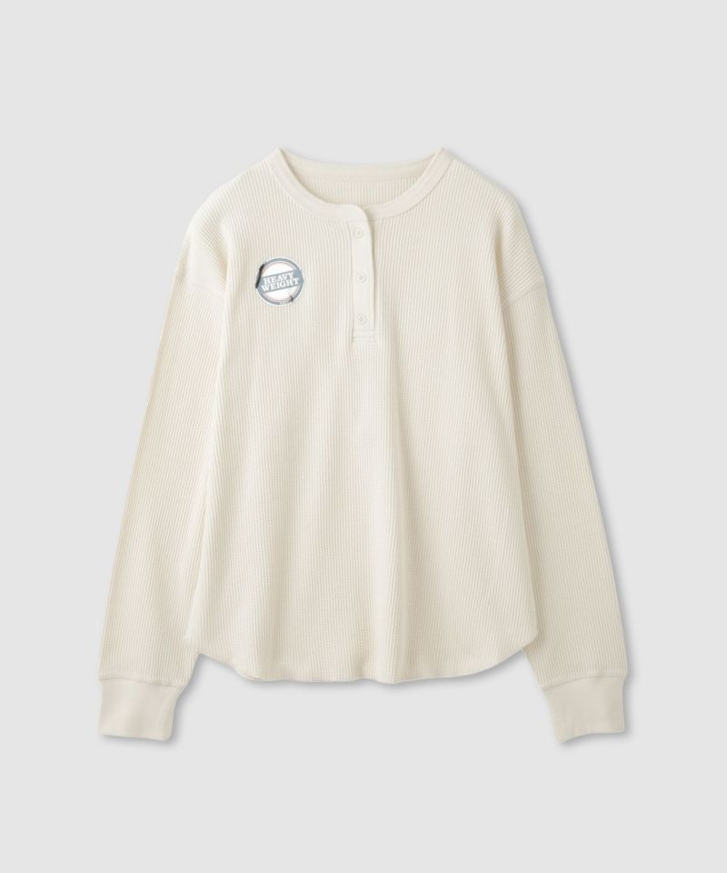 nAvy  リラックスフィット ワッフルヘンリーネック長袖Tシャツ レディース メール便 対応商品商品画像-1