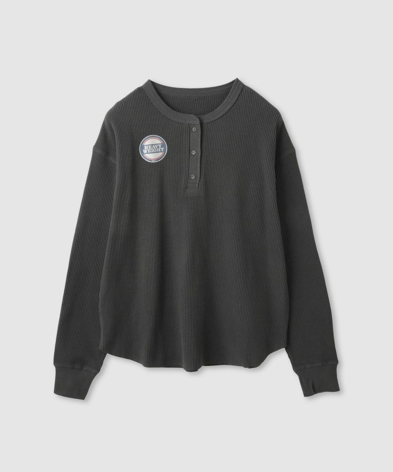 nAvy  リラックスフィット ワッフルヘンリーネック長袖Tシャツ レディース メール便 対応商品商品画像-3