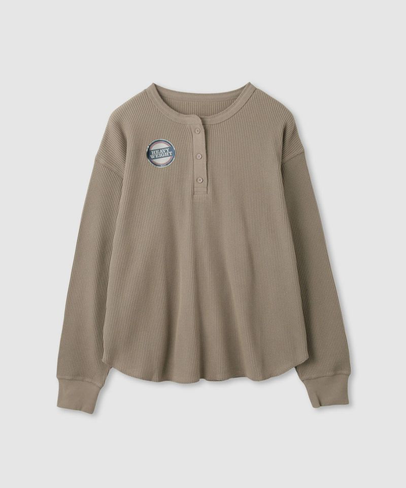 nAvy  リラックスフィット ワッフルヘンリーネック長袖Tシャツ レディース メール便 対応商品商品画像-4