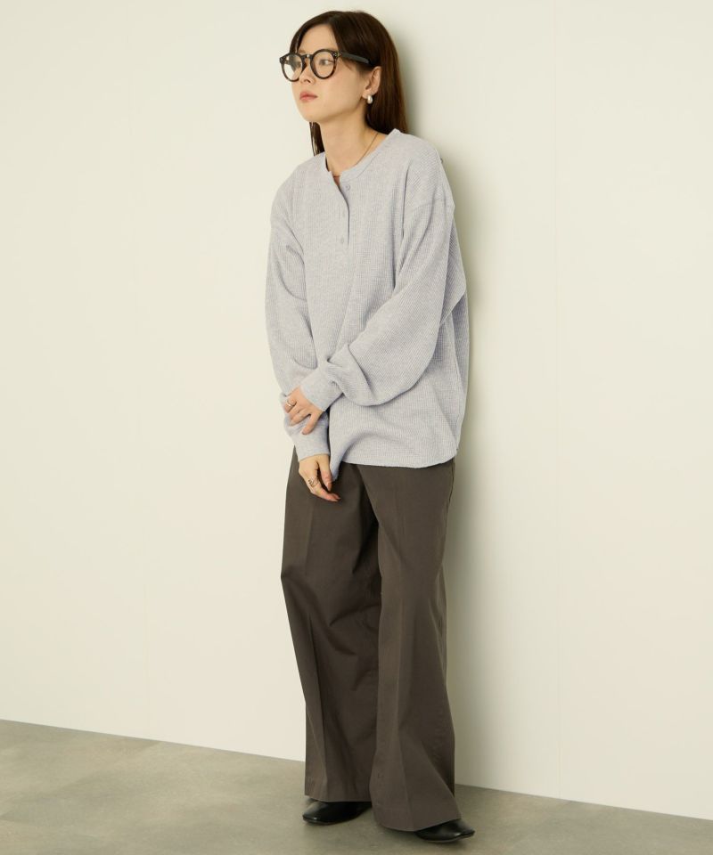 nAvy  リラックスフィット ワッフルヘンリーネック長袖Tシャツ レディース メール便 対応商品商品画像-12