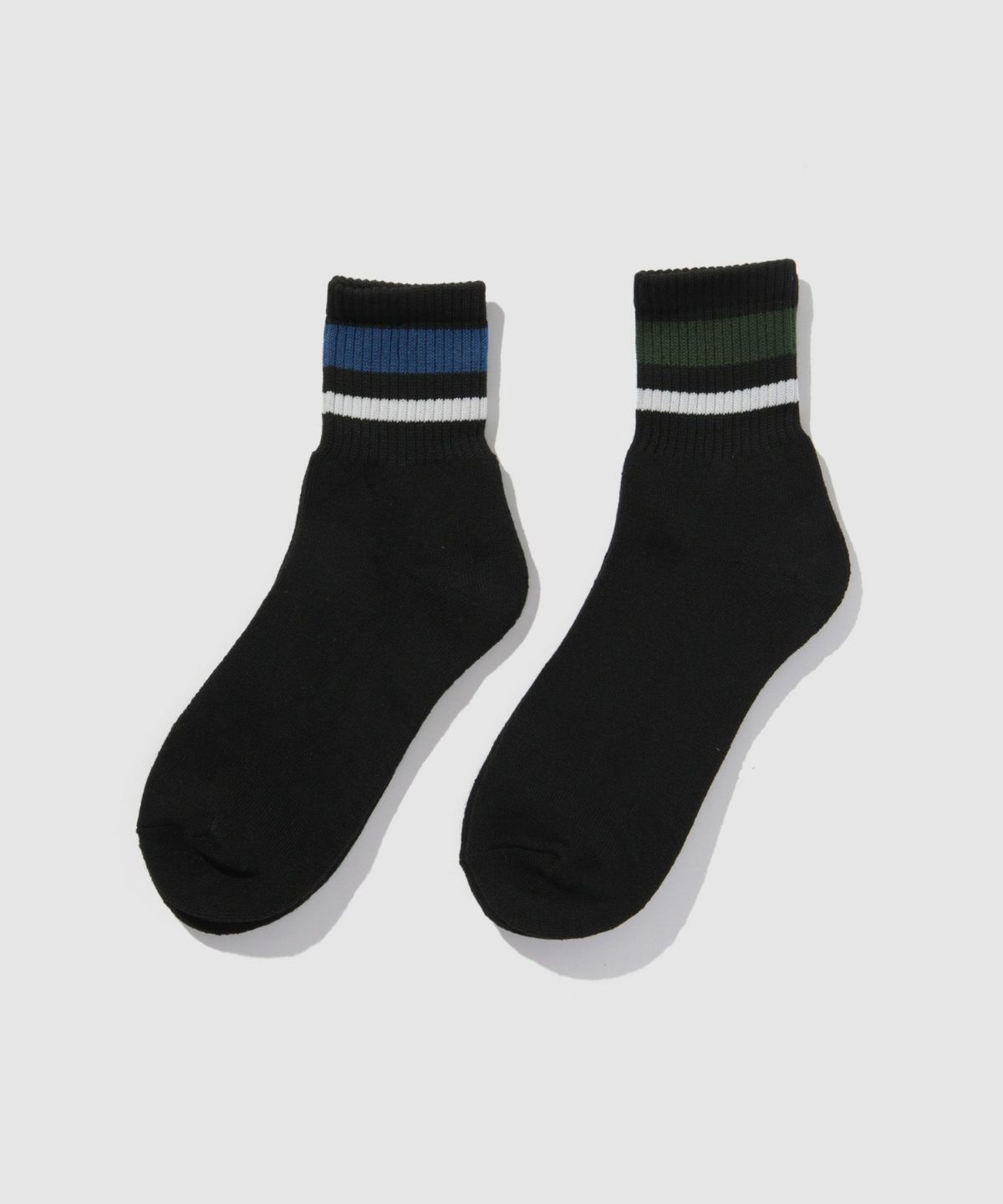 NAVY MAC HEAT クォーターソックス ライン柄 2足組 メンズ