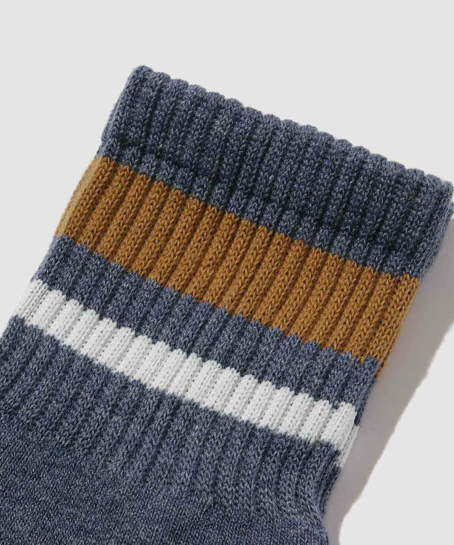NAVY  MAC HEAT クォーターソックス ライン柄 2足組 メンズ商品サムネイル-3