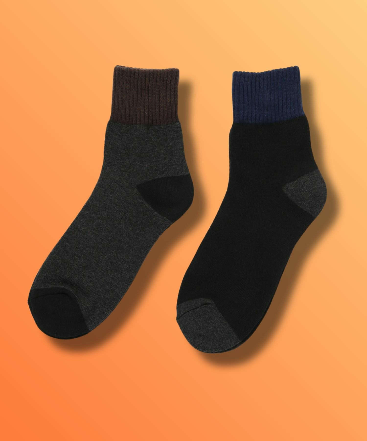 NAVY MAC HEAT クォーターソックス 切替デザイン 2足組 メンズ