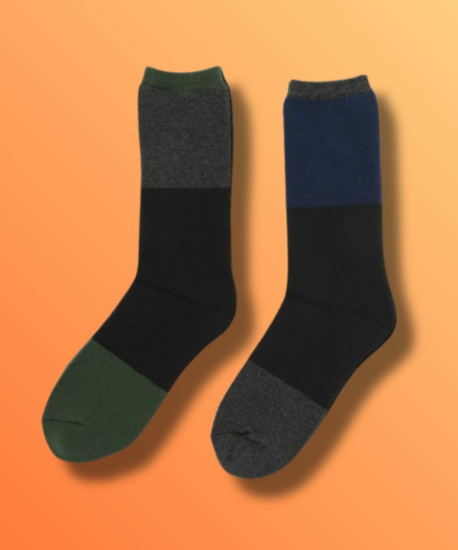 NAVY  MAC HEAT クルーソックス 切替デザイン 2足組 メンズ商品サムネイル-1