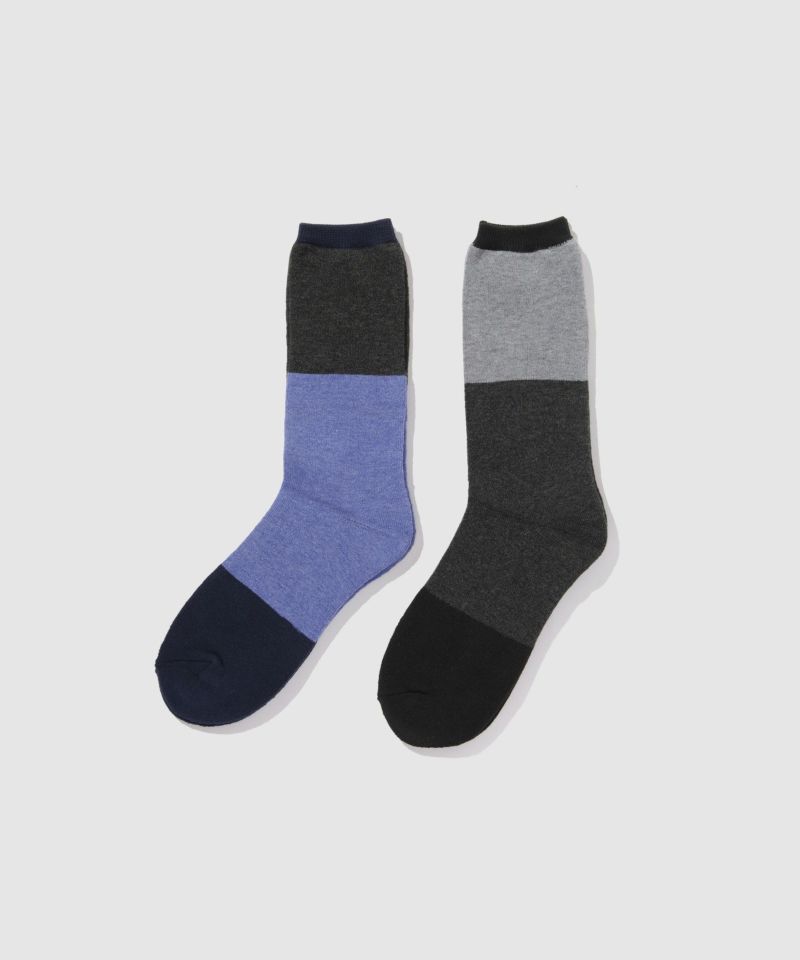 NAVY  MAC HEAT クルーソックス 切替デザイン 2足組 メンズ商品画像-2