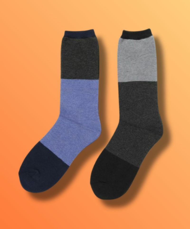 NAVY  MAC HEAT クルーソックス 切替デザイン 2足組 メンズ商品画像-2