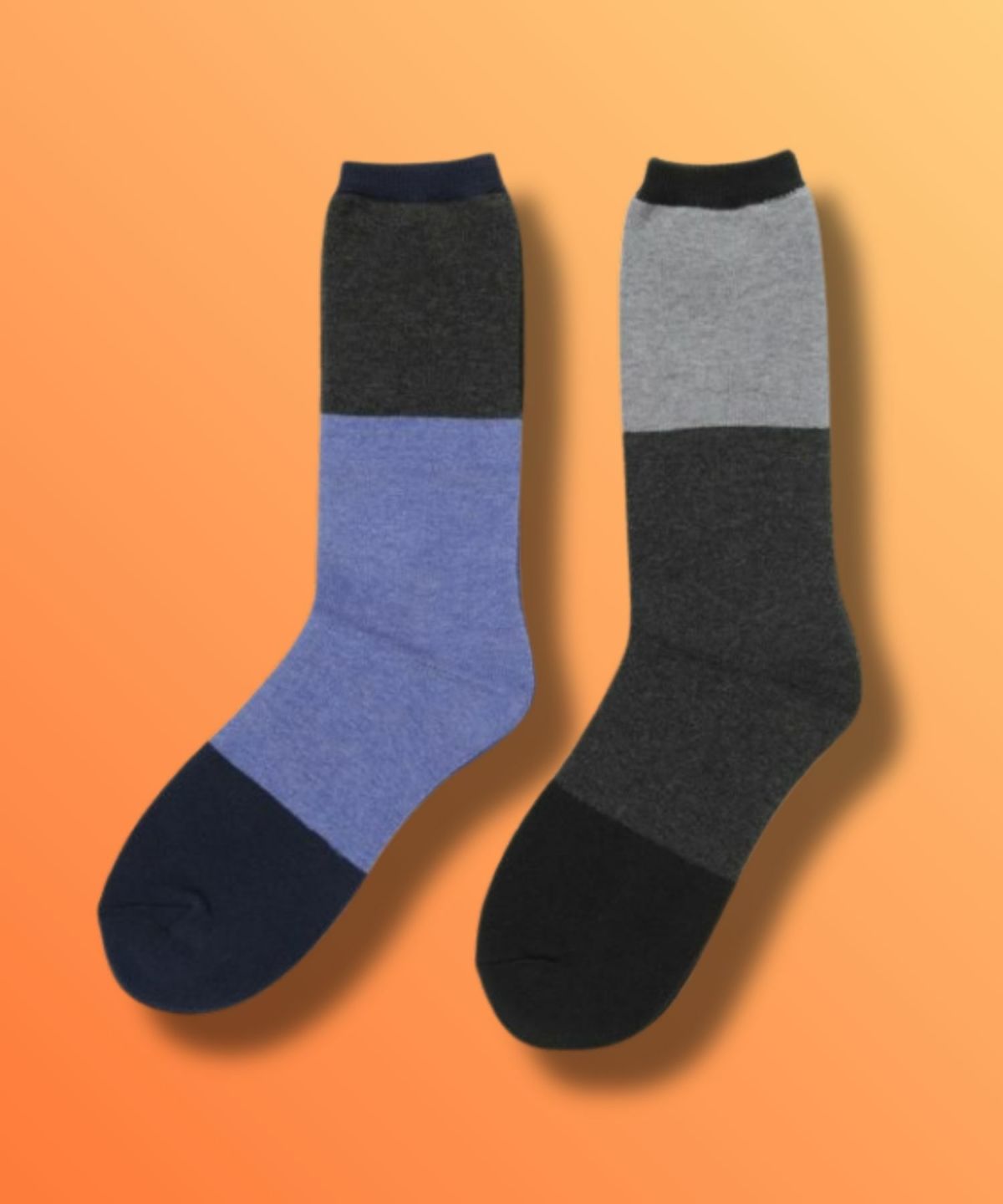 NAVY MAC HEAT クルーソックス 切替デザイン 2足組 メンズ