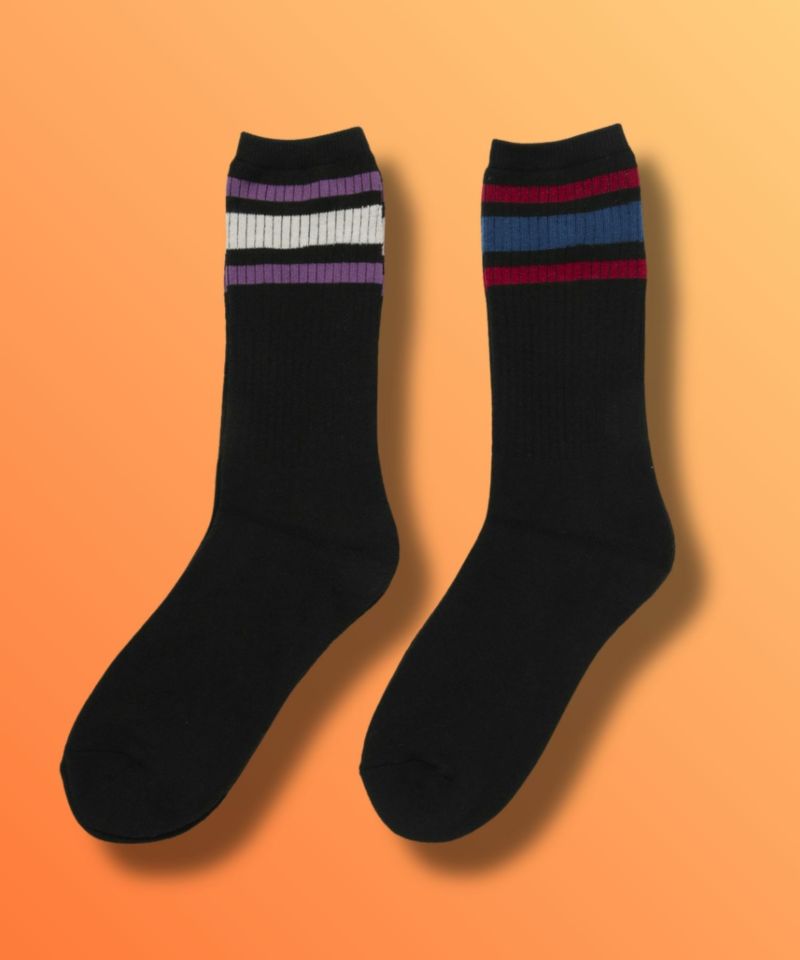 [値下げ]NAVY  MAC HEAT クルーソックス ライン柄 メンズ商品画像-2