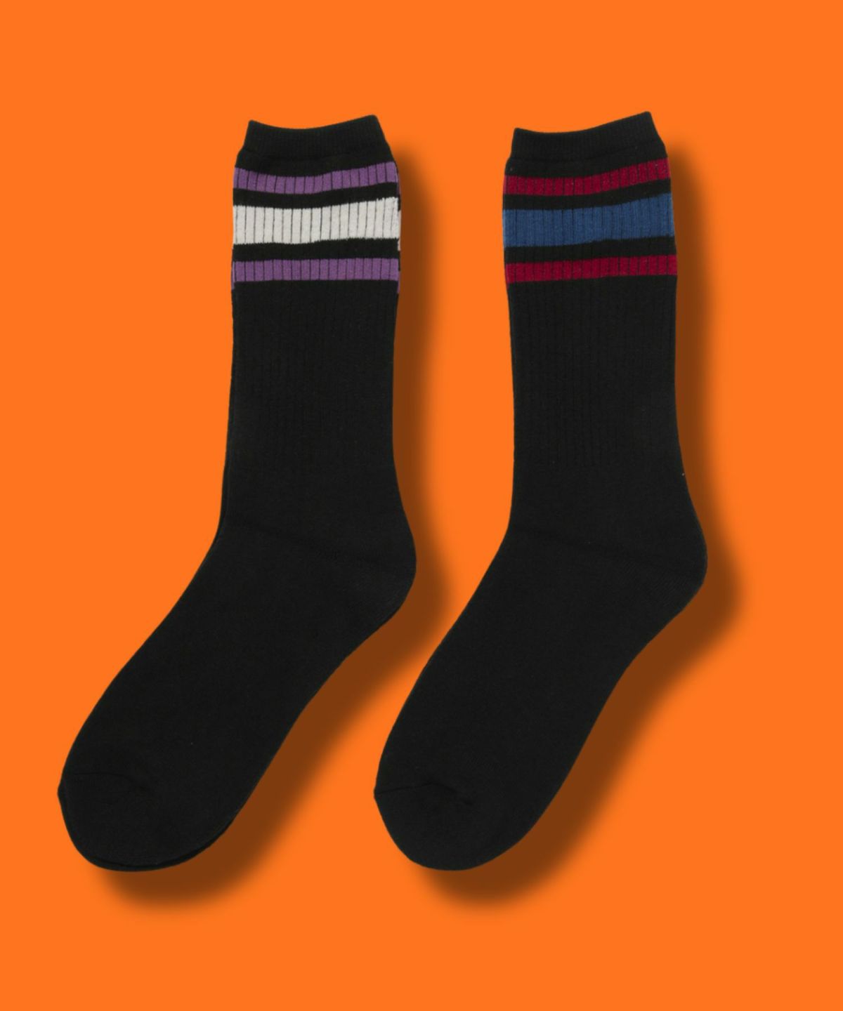 NAVY MAC HEAT クルーソックス ライン柄 メンズ