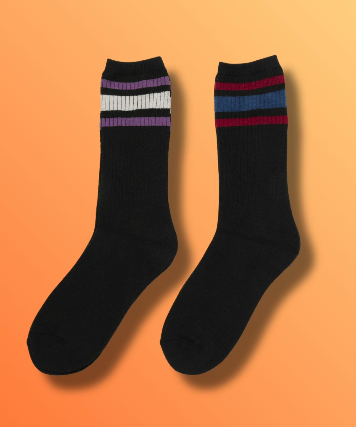 NAVY  MAC HEAT クルーソックス ライン柄 メンズ商品サムネイル-2