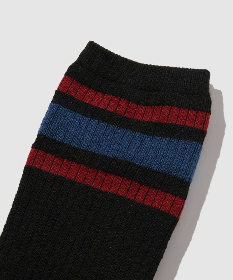 NAVY  MAC HEAT クルーソックス ライン柄 メンズ商品画像-6