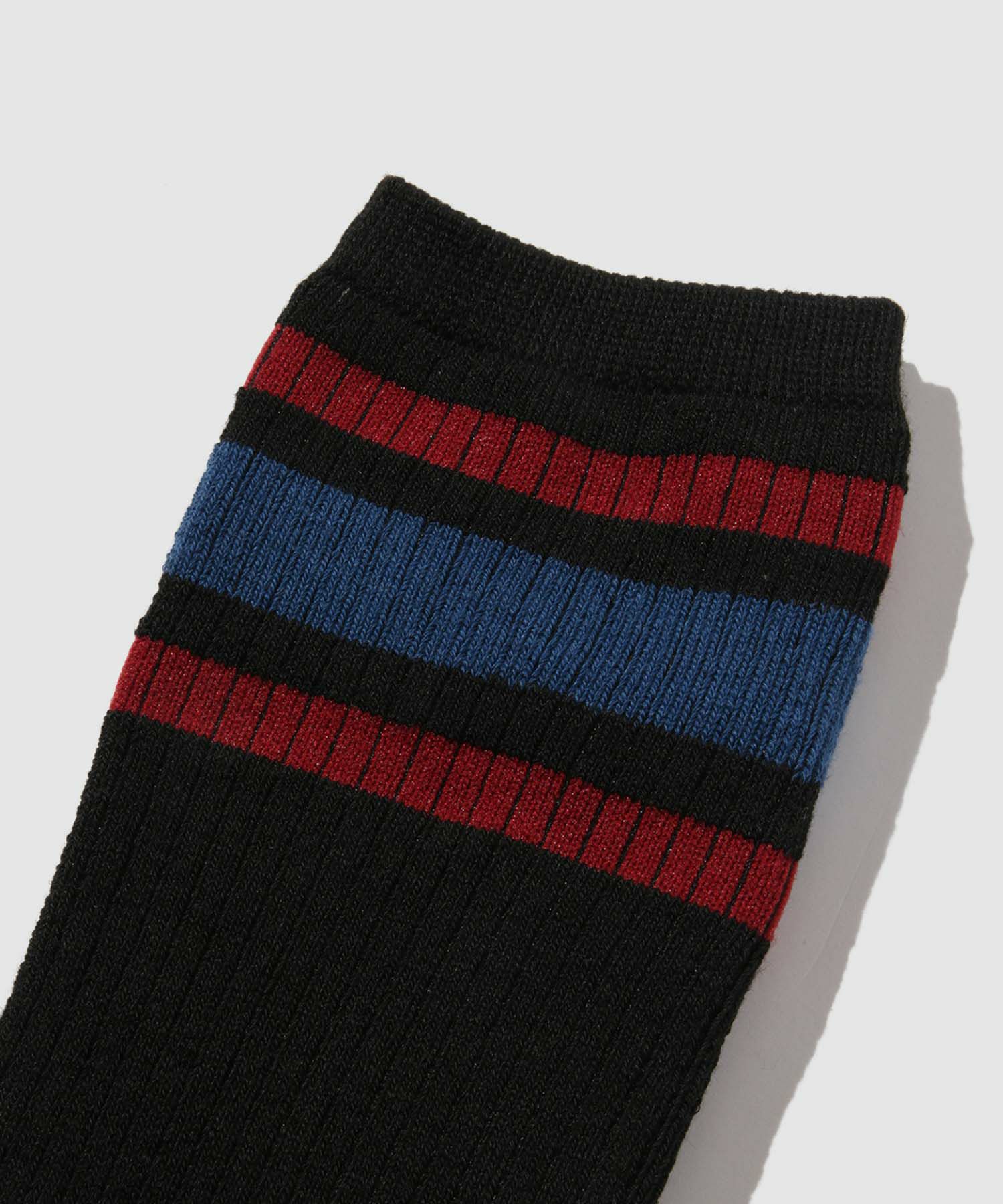 NAVY  MAC HEAT クルーソックス ライン柄 メンズ商品サムネイル-6