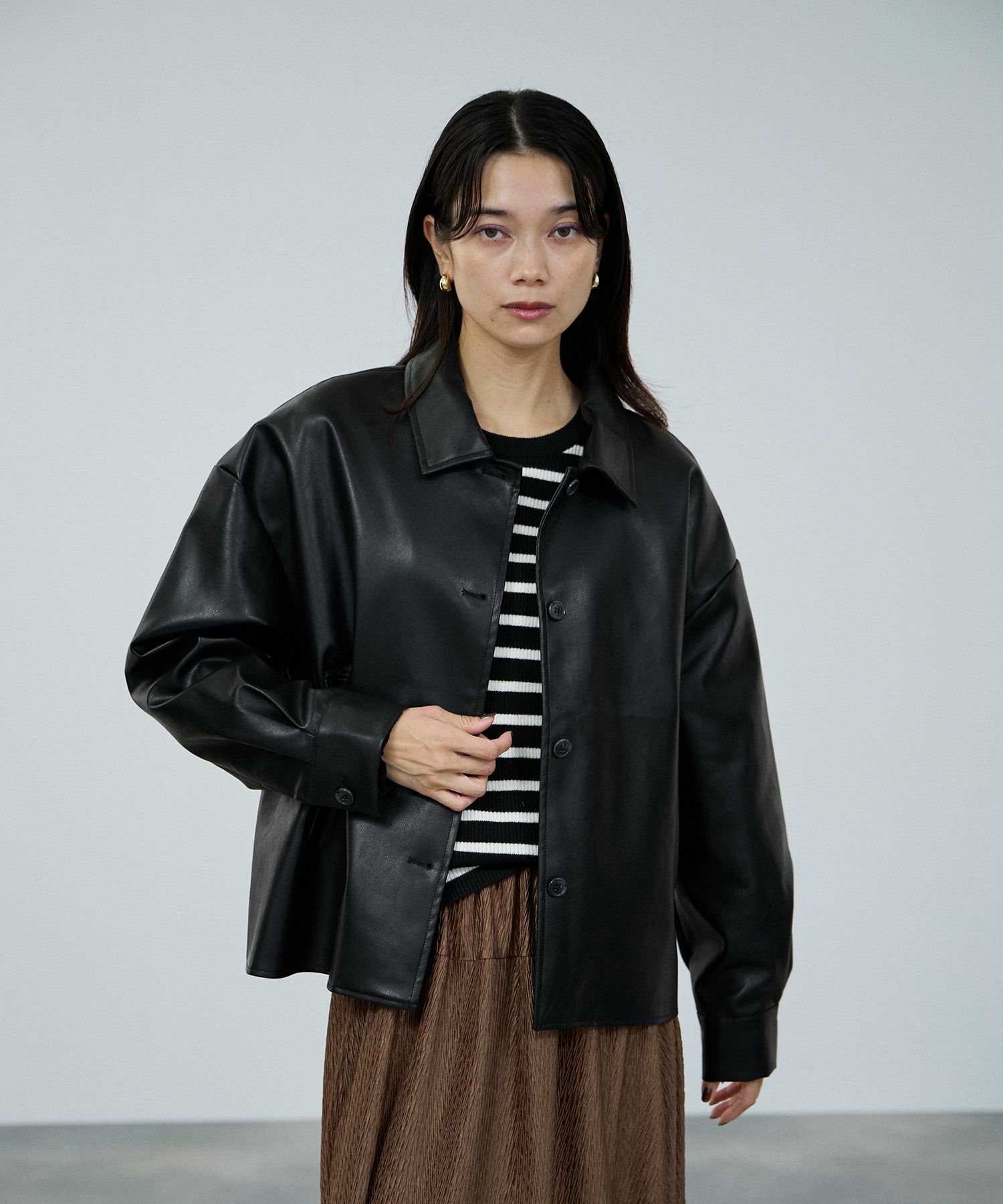 [最終さらに50%OFF]milli de l'air ソフト合皮ブルゾン レディース商品画像-1