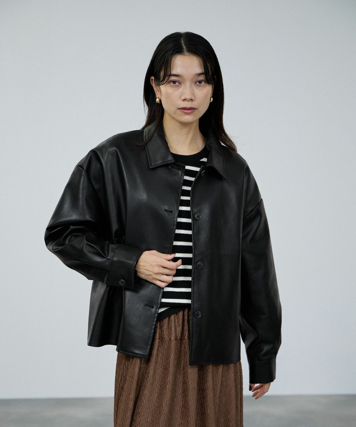 milli de l'air ソフト合皮ブルゾン レディース