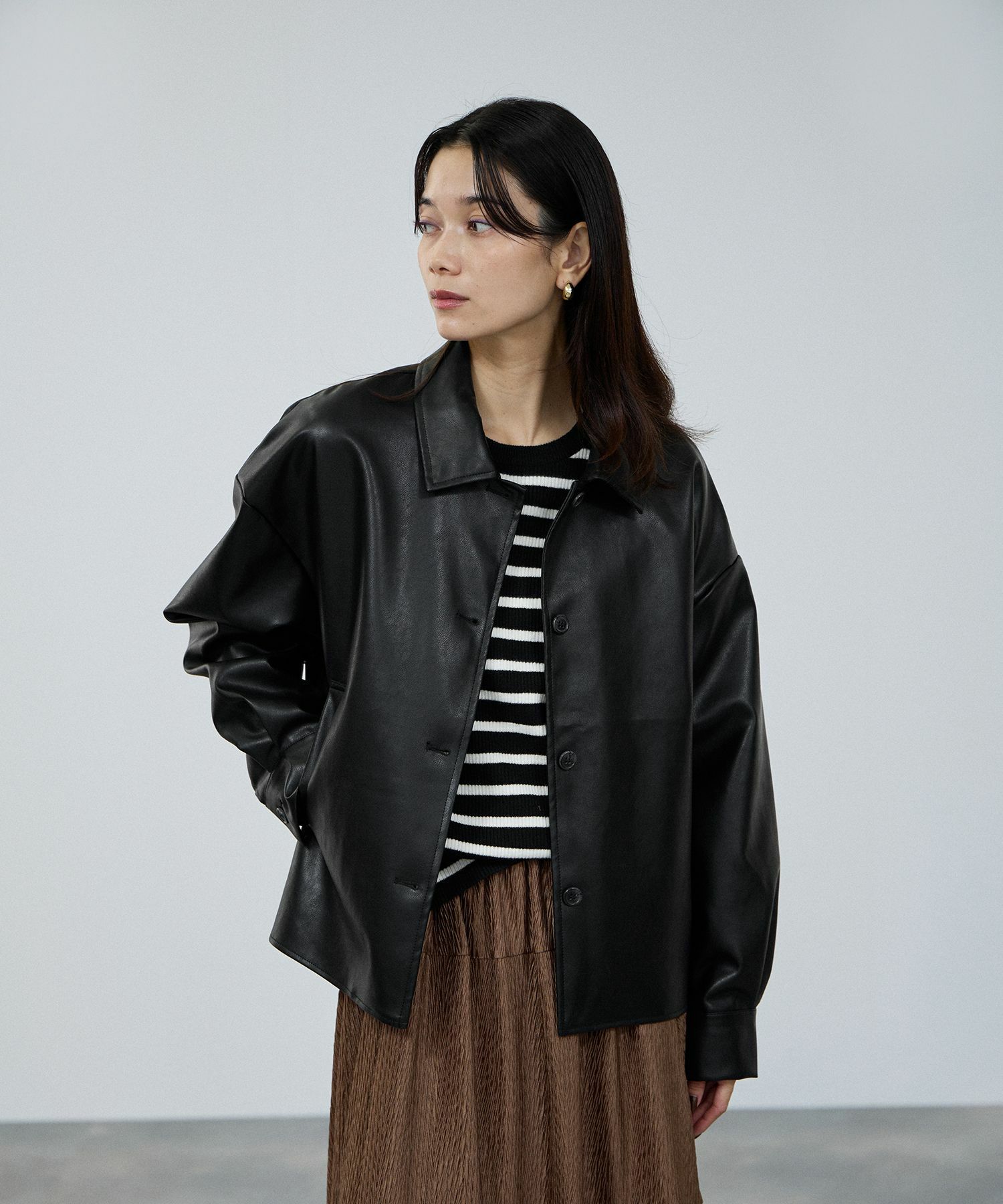 [最終さらに50%OFF]milli de l'air ソフト合皮ブルゾン レディース商品画像-3