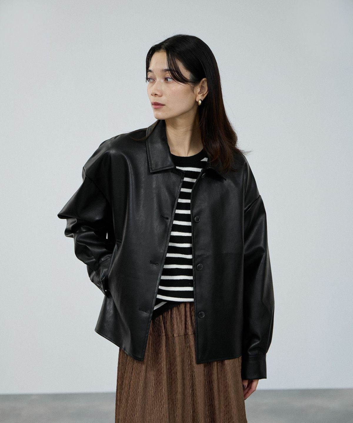 milli de l'air ソフト合皮ブルゾン レディース