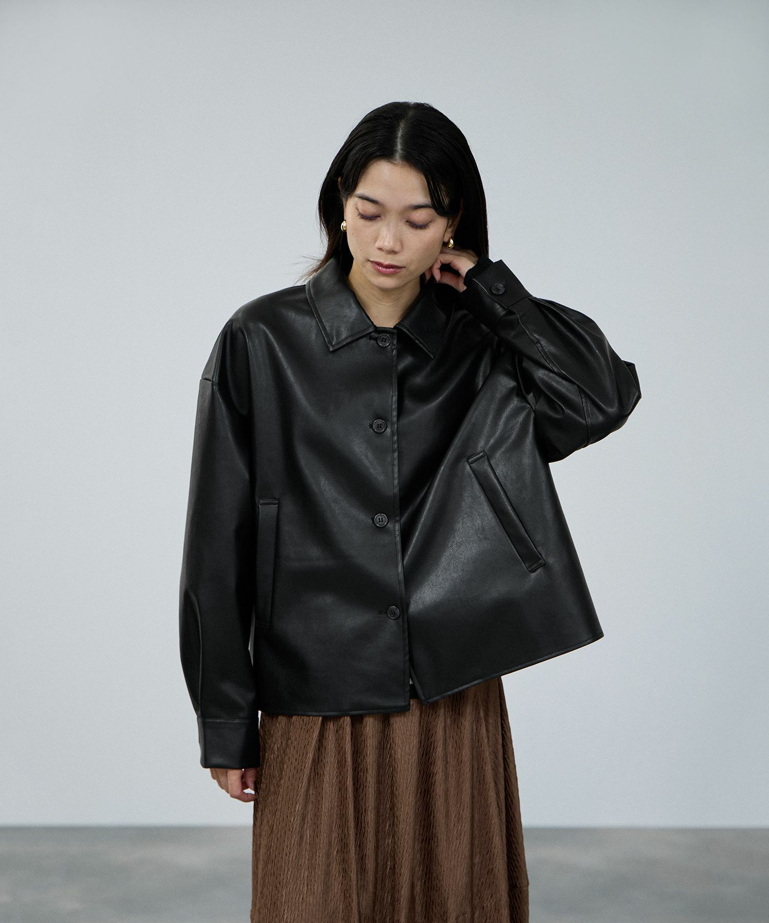 [最終さらに50%OFF]milli de l'air ソフト合皮ブルゾン レディース商品画像-4