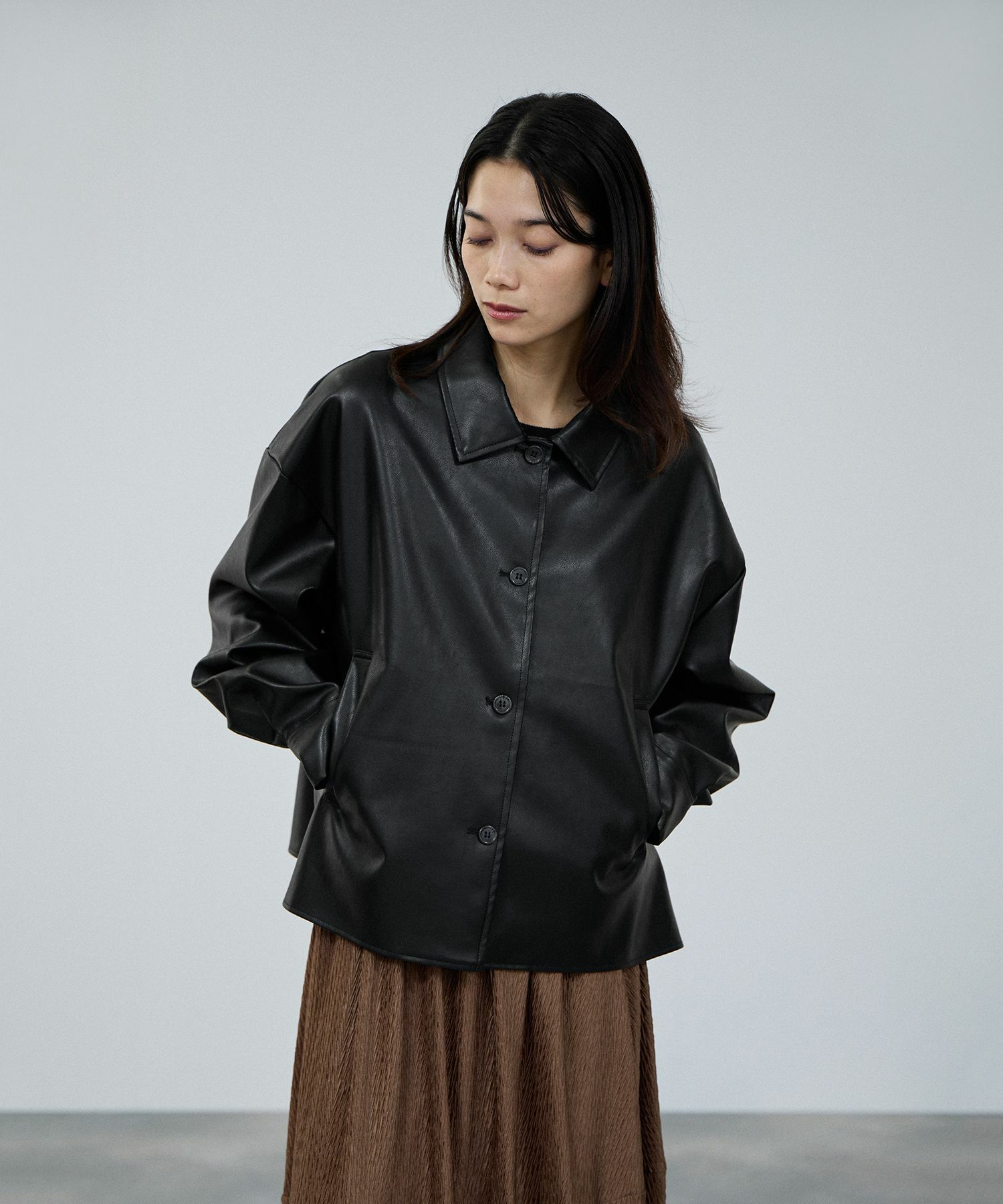 [最終さらに50%OFF]milli de l'air ソフト合皮ブルゾン レディース商品画像-5