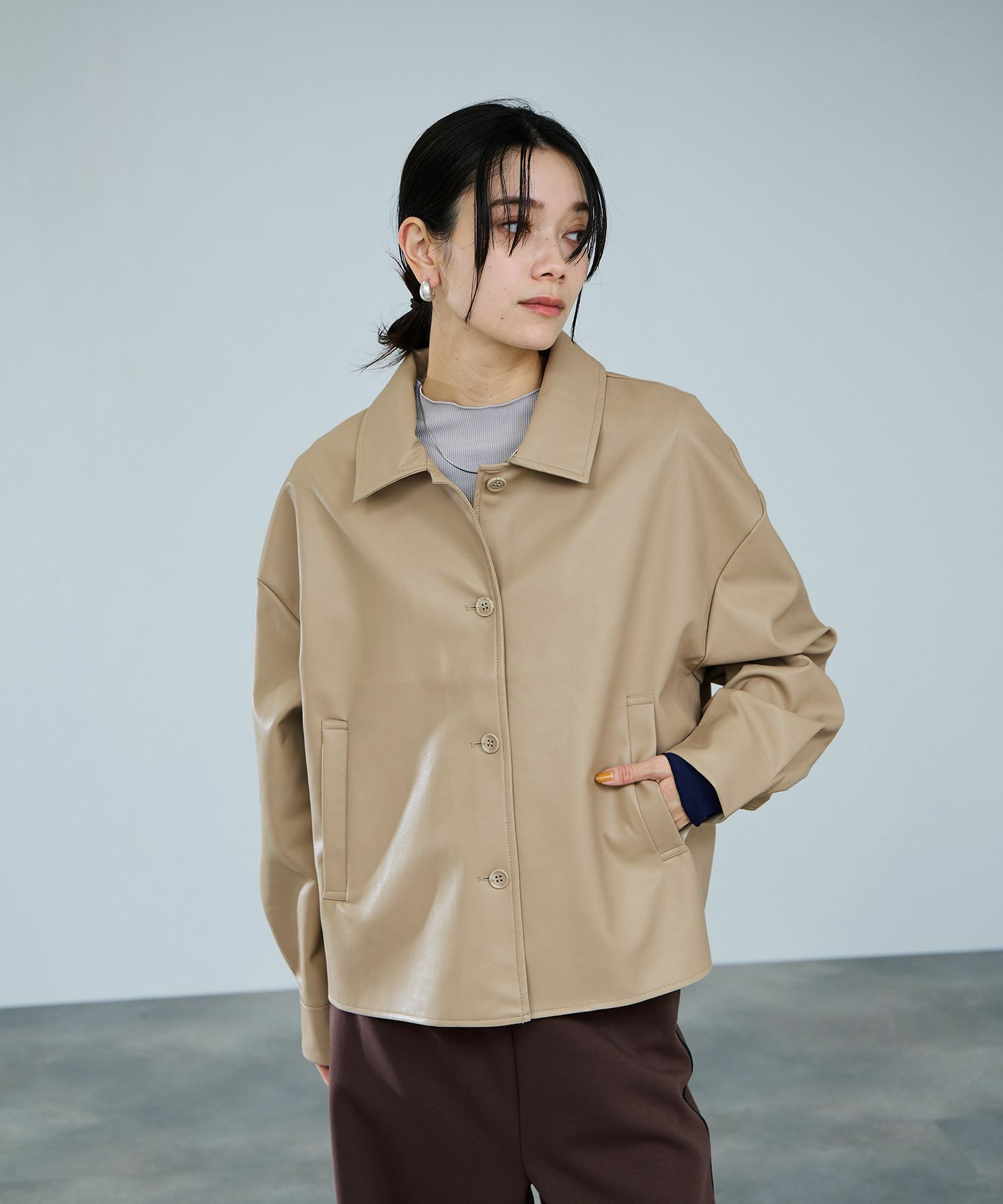 [最終さらに50%OFF]milli de l'air ソフト合皮ブルゾン レディース商品画像-11